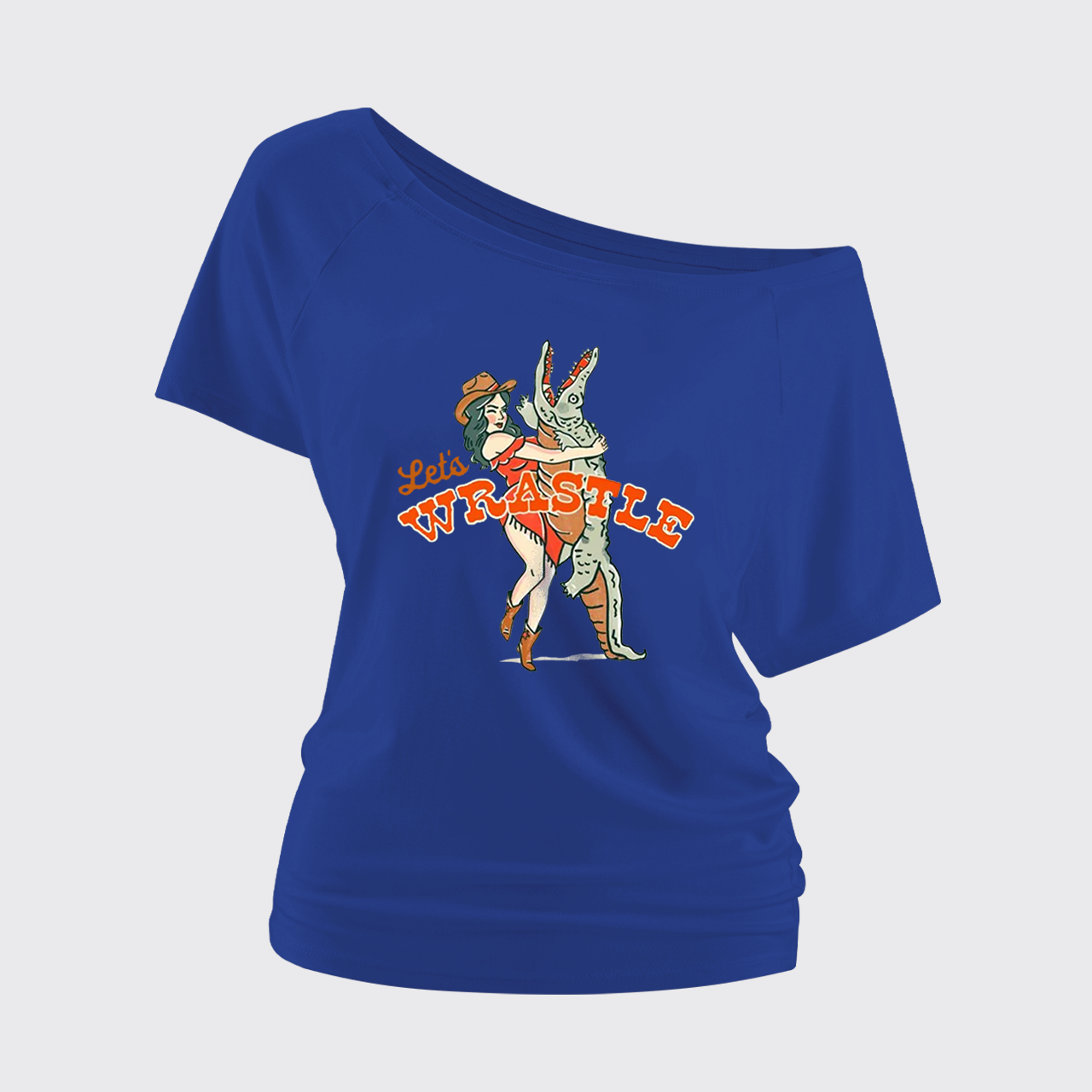 Let's Wrastle Cowgirl Power Off Shoulder Top
