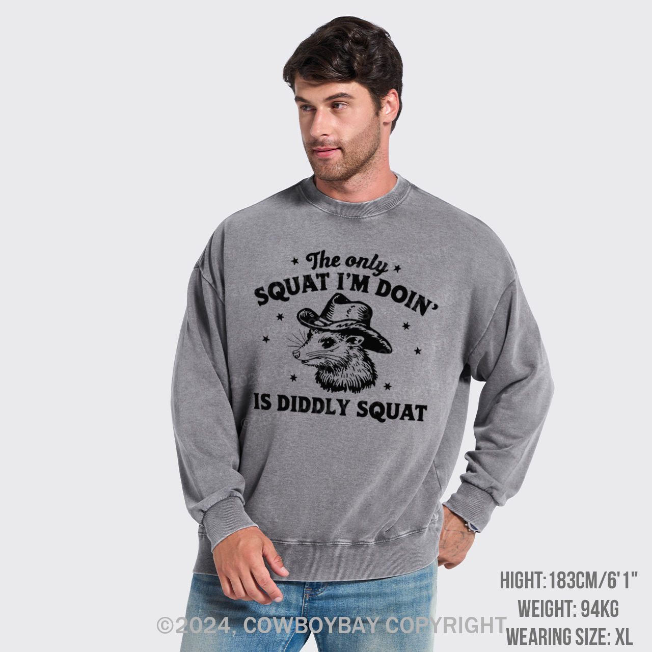 The Only Squat I'm Doing Is Diddly Squat Washed Sweatshirts
