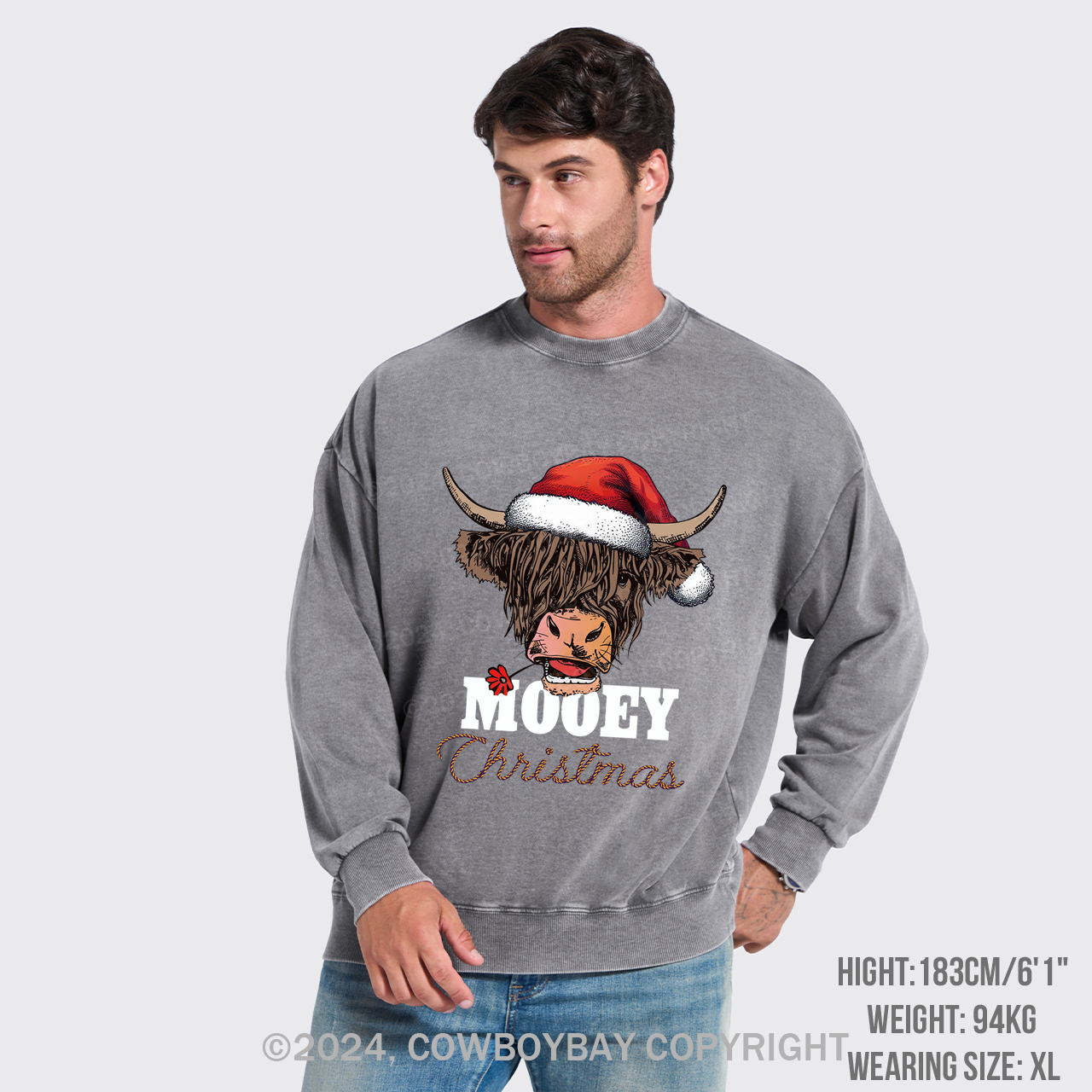 Cow Christmas Washed Sweatshirts