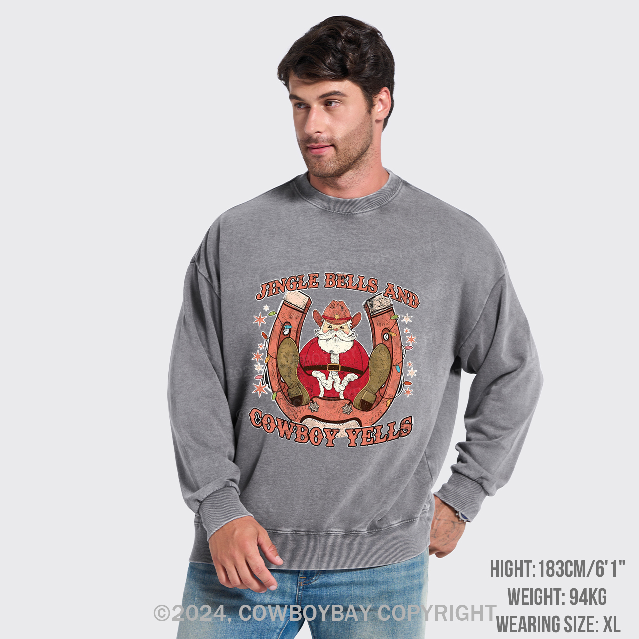 Jingle Bells And Cowboy Yells Washed Sweatshirts
