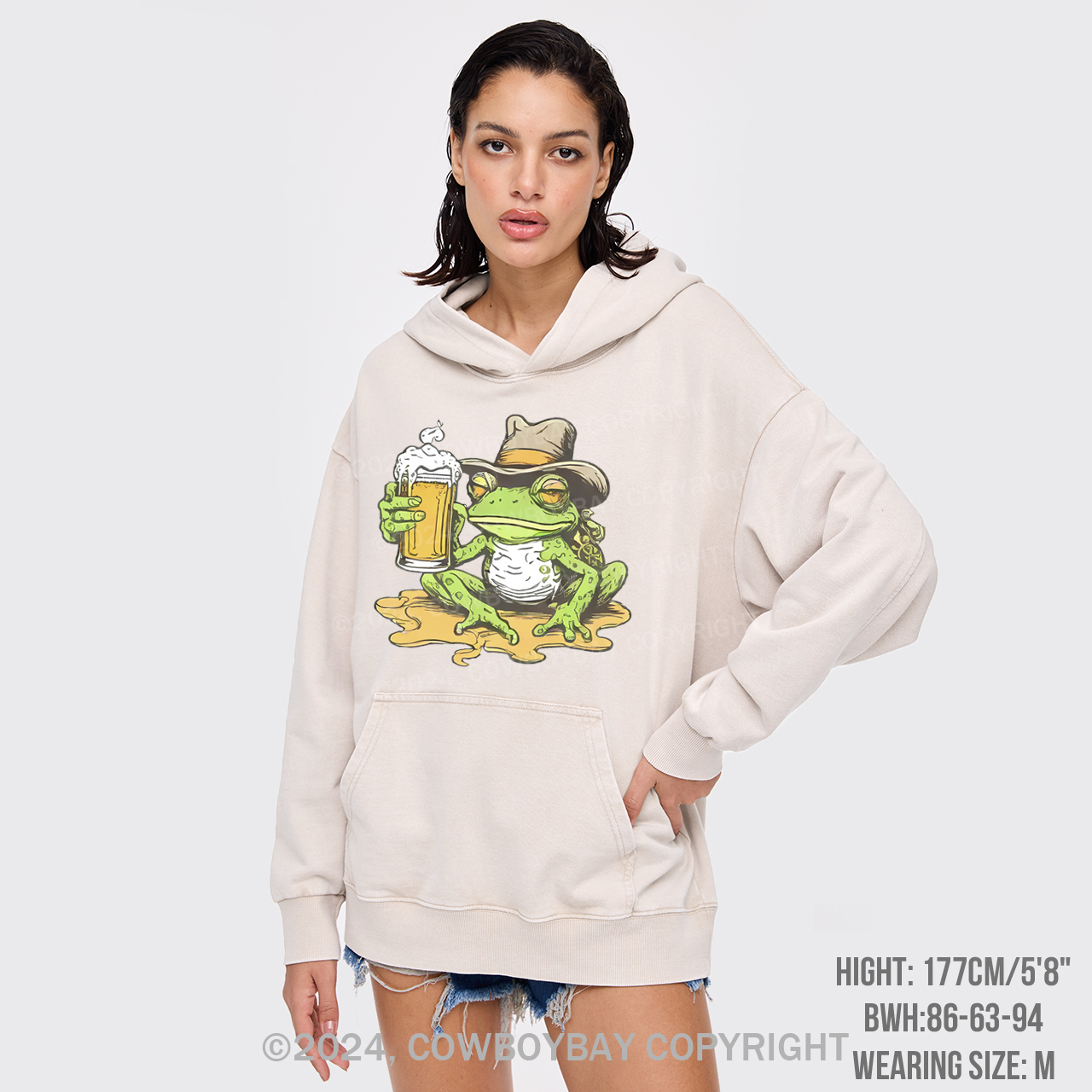 Frog And Beer Garment-Dye Hoodies