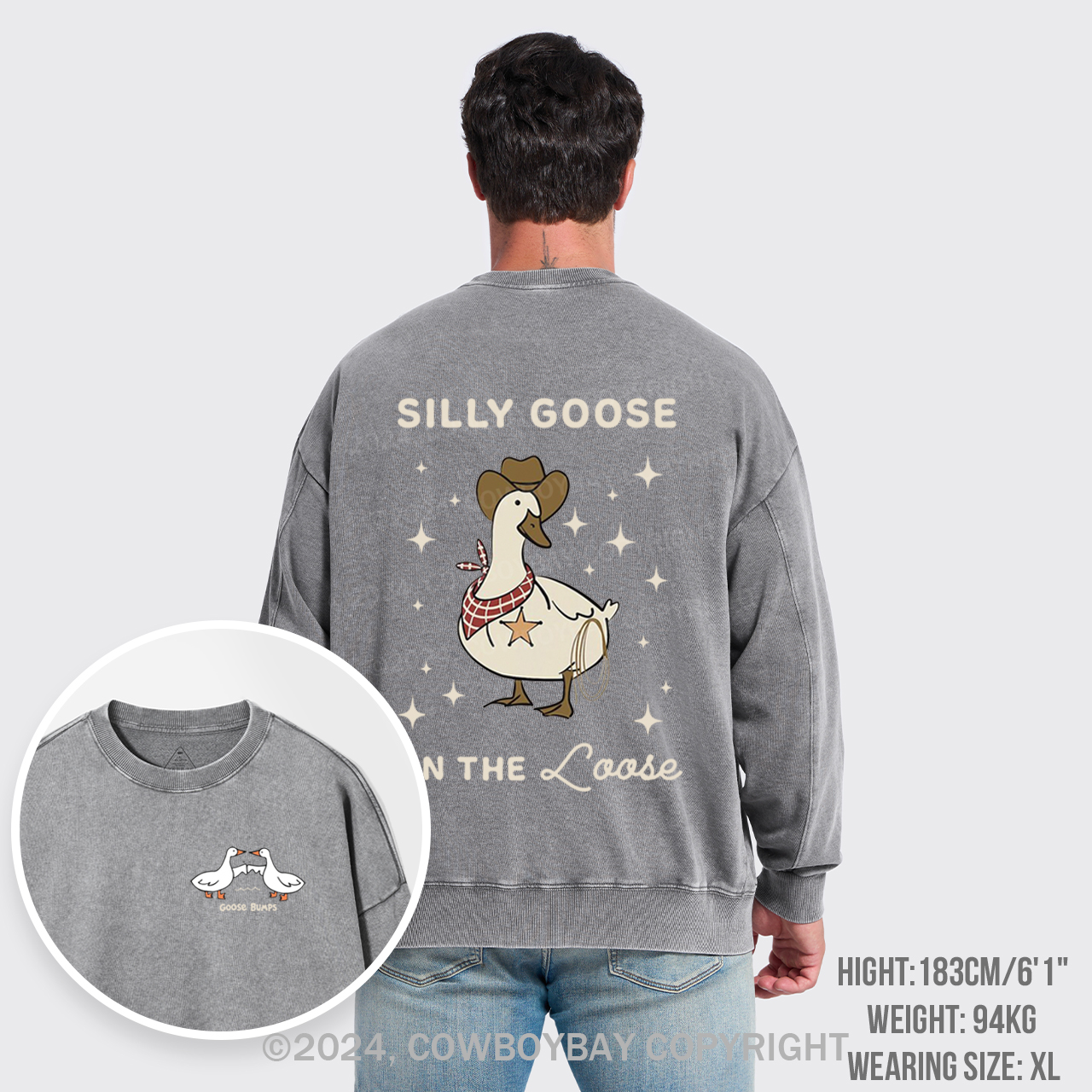 Retro Silly Goose On The Loose Washed Sweatshirts
