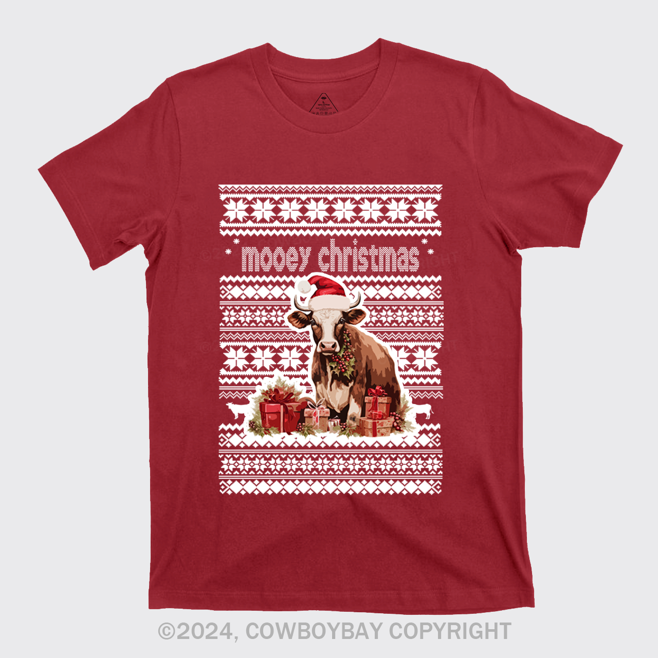 Christmas Cow With Santa T-Shirts