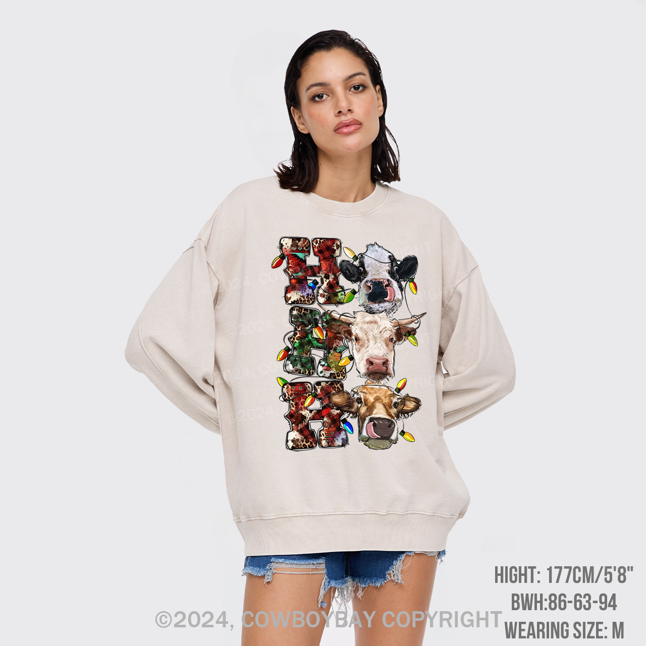 Ho Ho Ho Cows Washed Sweatshirts