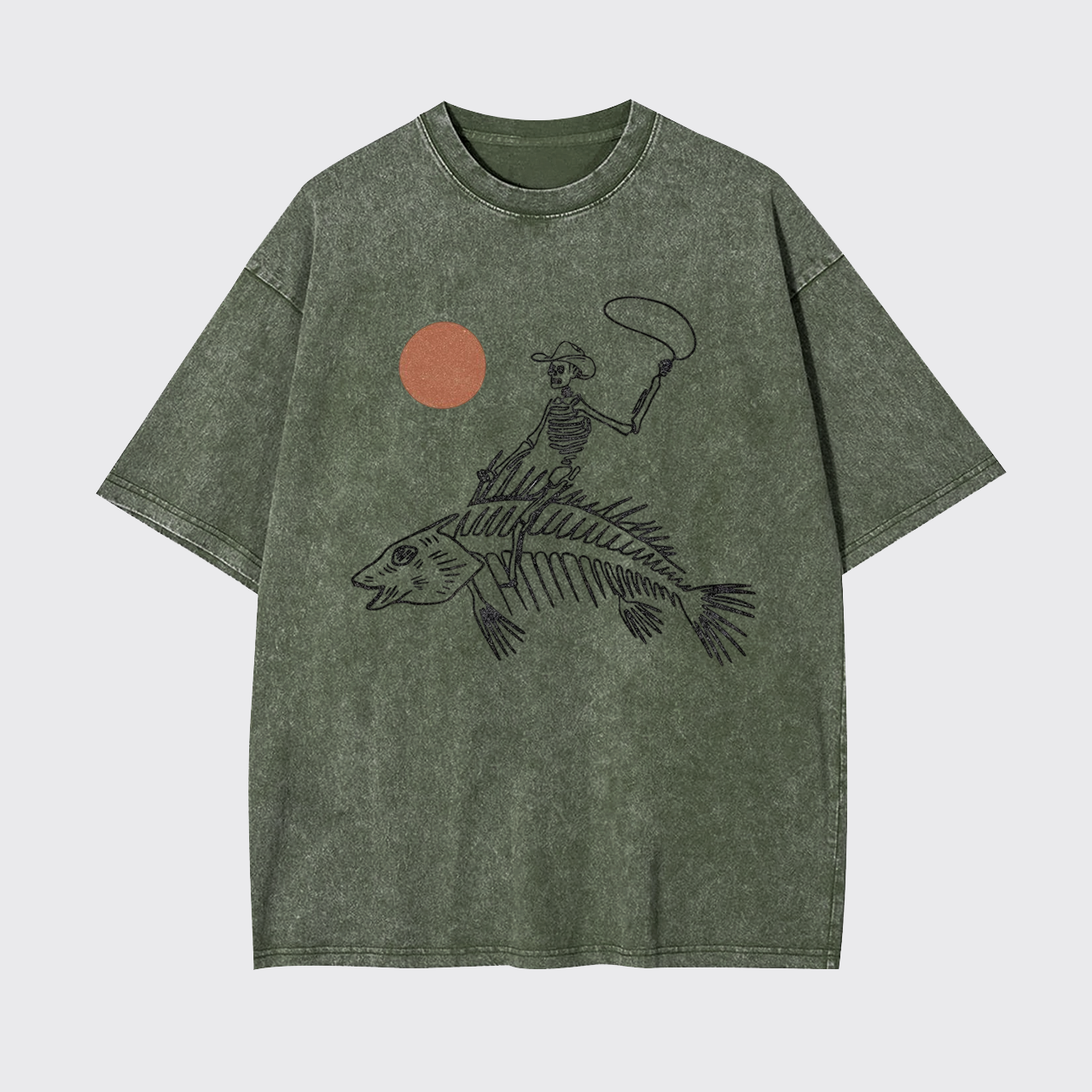 Ride the Waves Skeleton Cowboy Garment-dye Tees