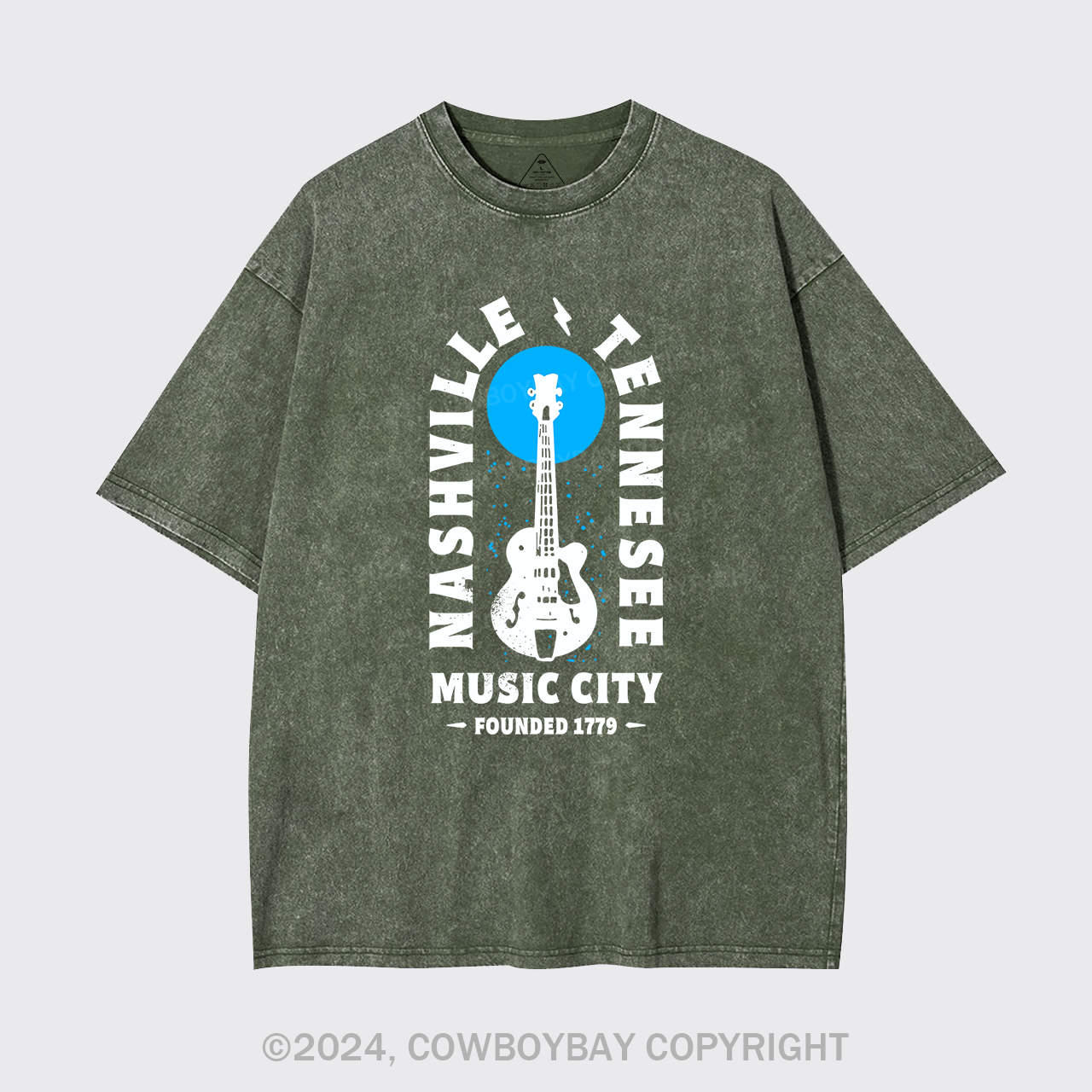 Nashville Tennessee Music City Guitar Garment-dye Tees