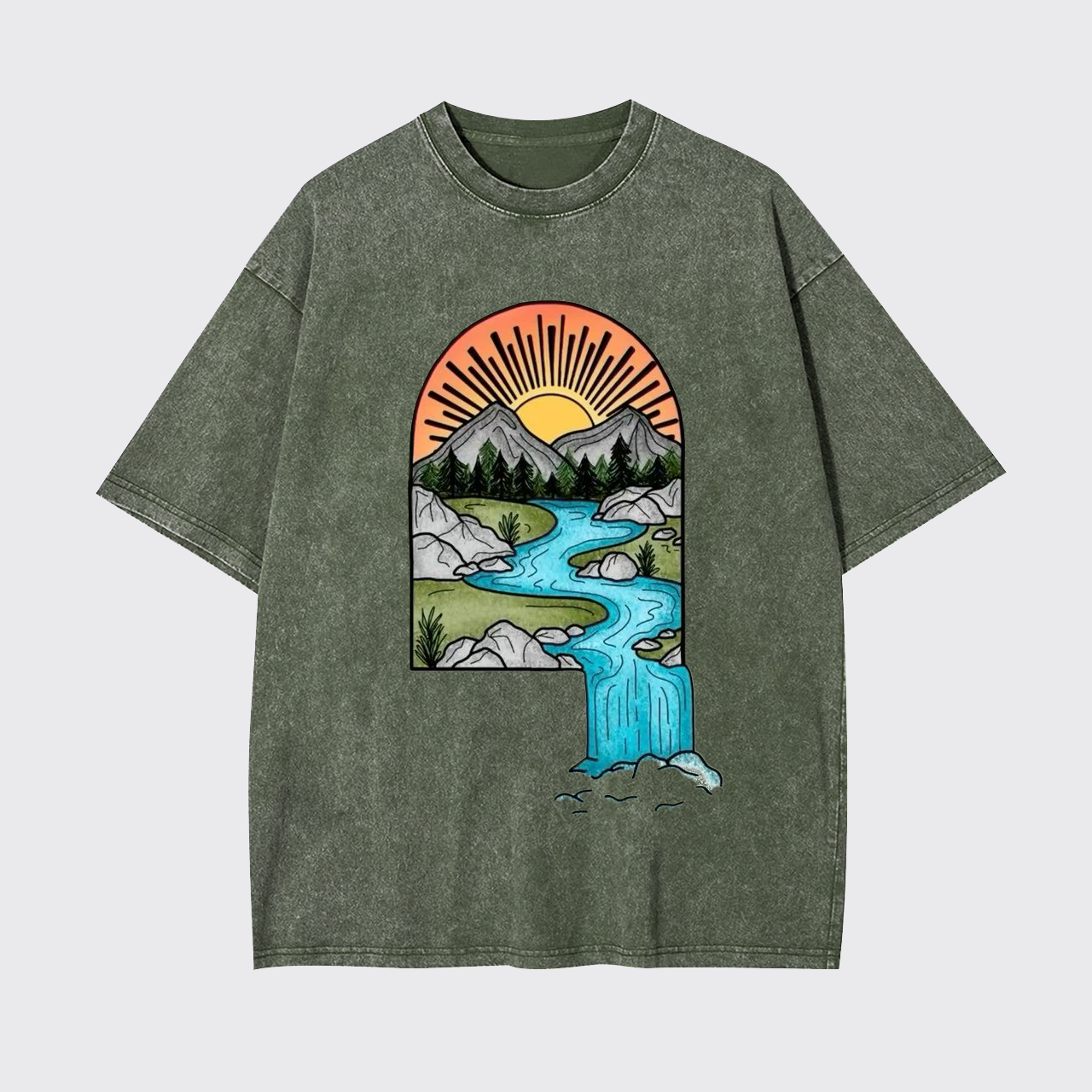 Forest Waterfall Garment-dye Tees