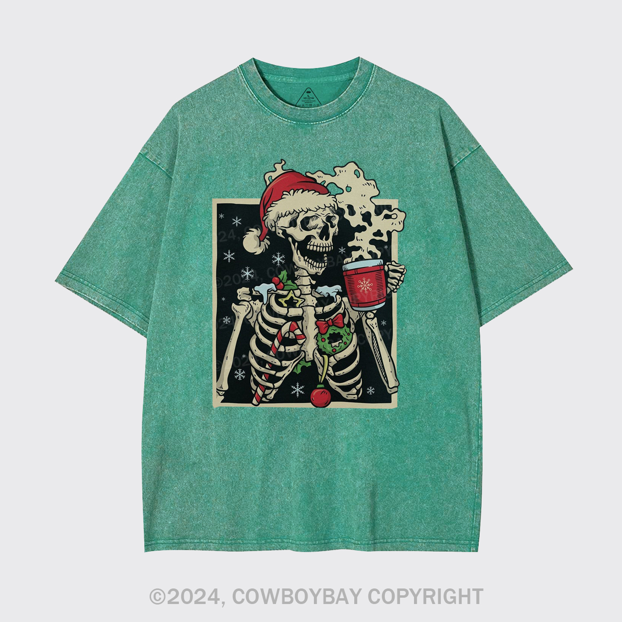 Dead Inside Skeleton Christmas Garment-dye Tees