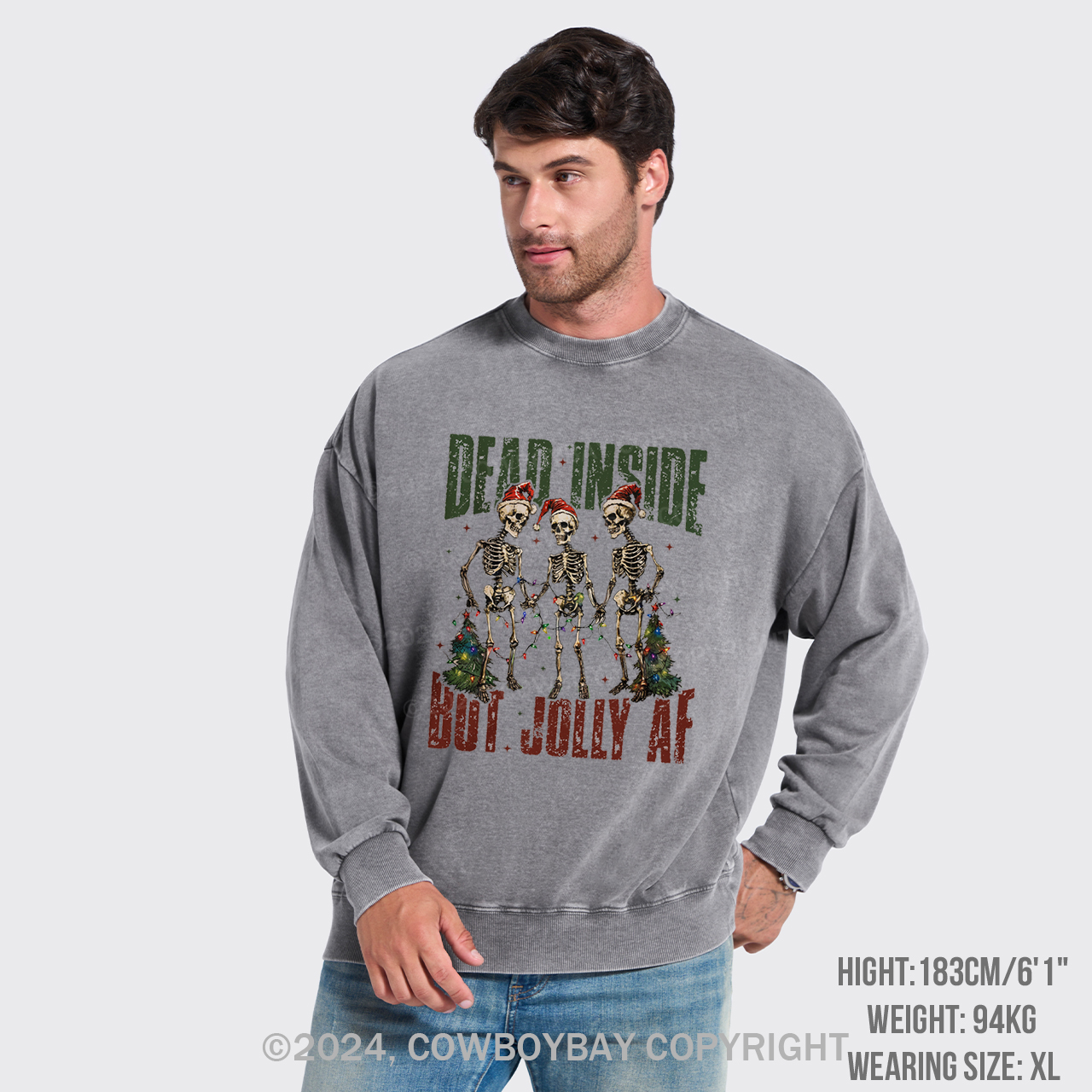 Dead Inside But Jolly Af Washed Sweatshirts
