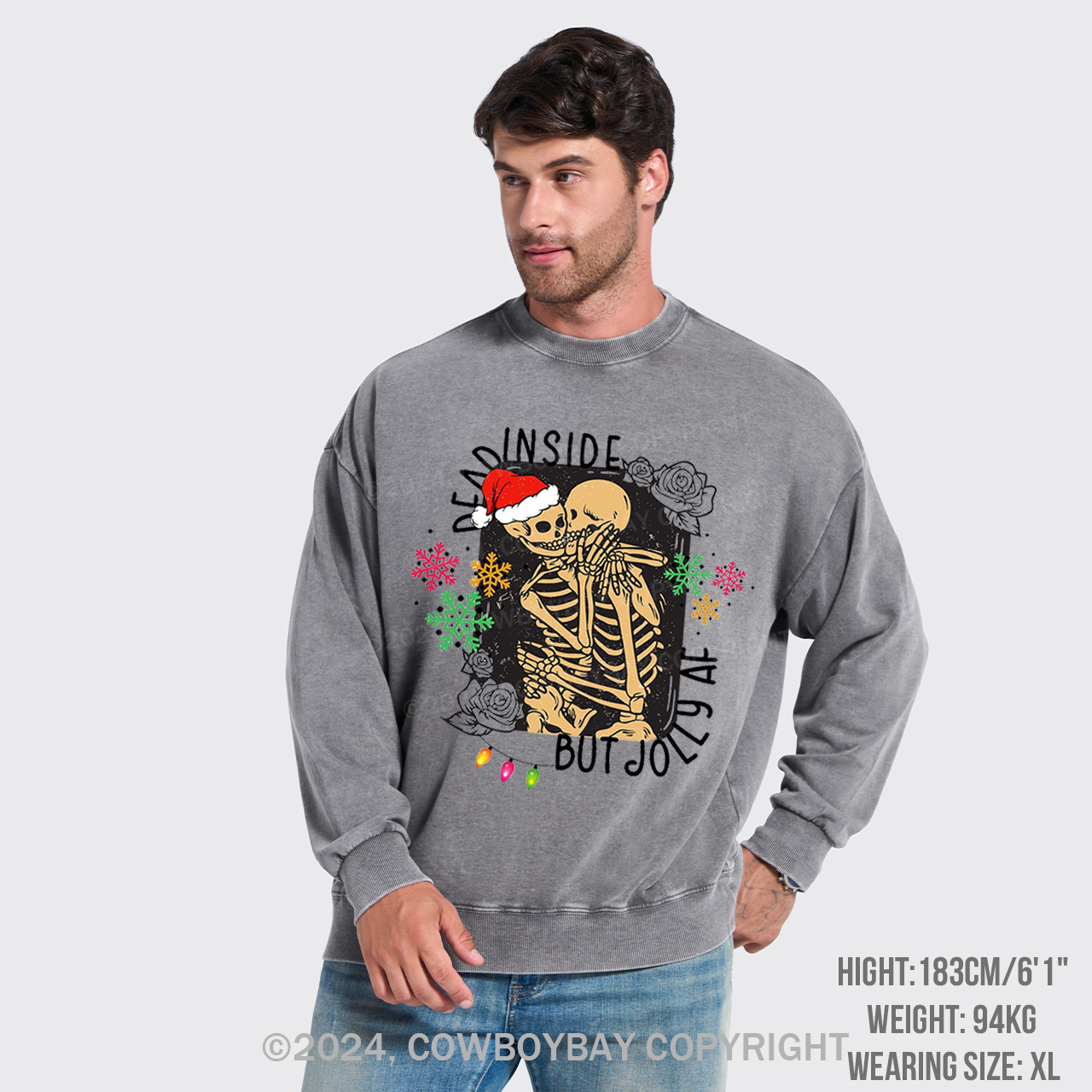 Dead Inside Skeleton Washed Sweatshirts