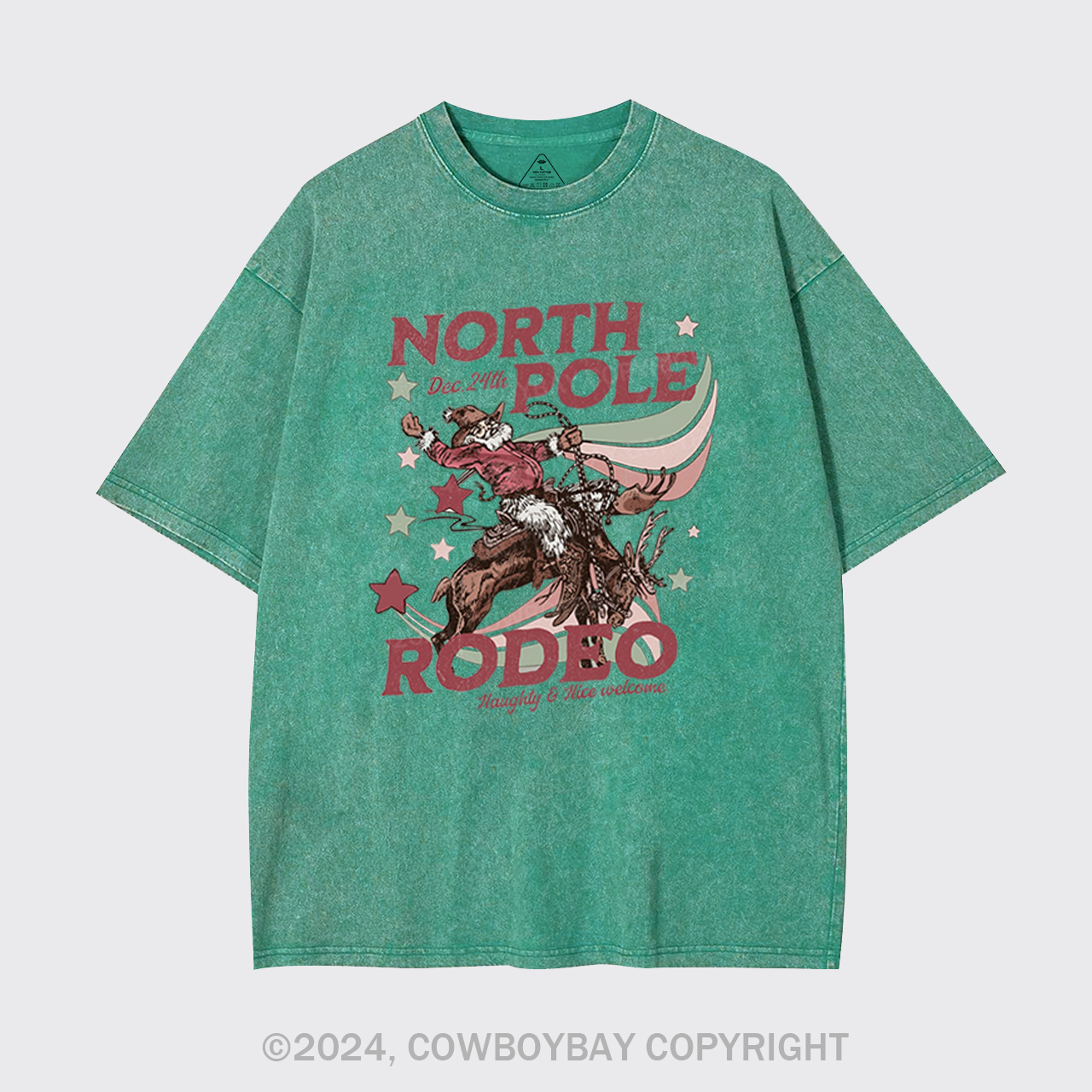 North Pole Rodeo Retro Western Christmas Garment-dye Tees