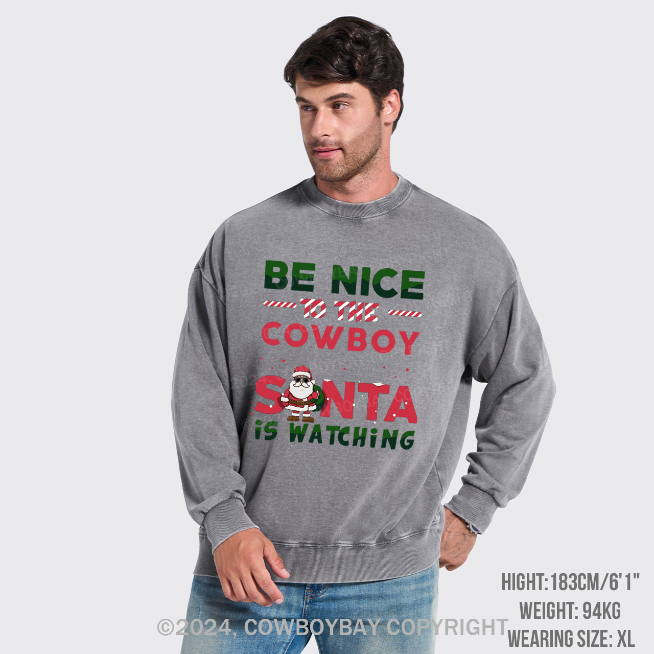Funny Cowboy Christmas Washed Sweatshirts