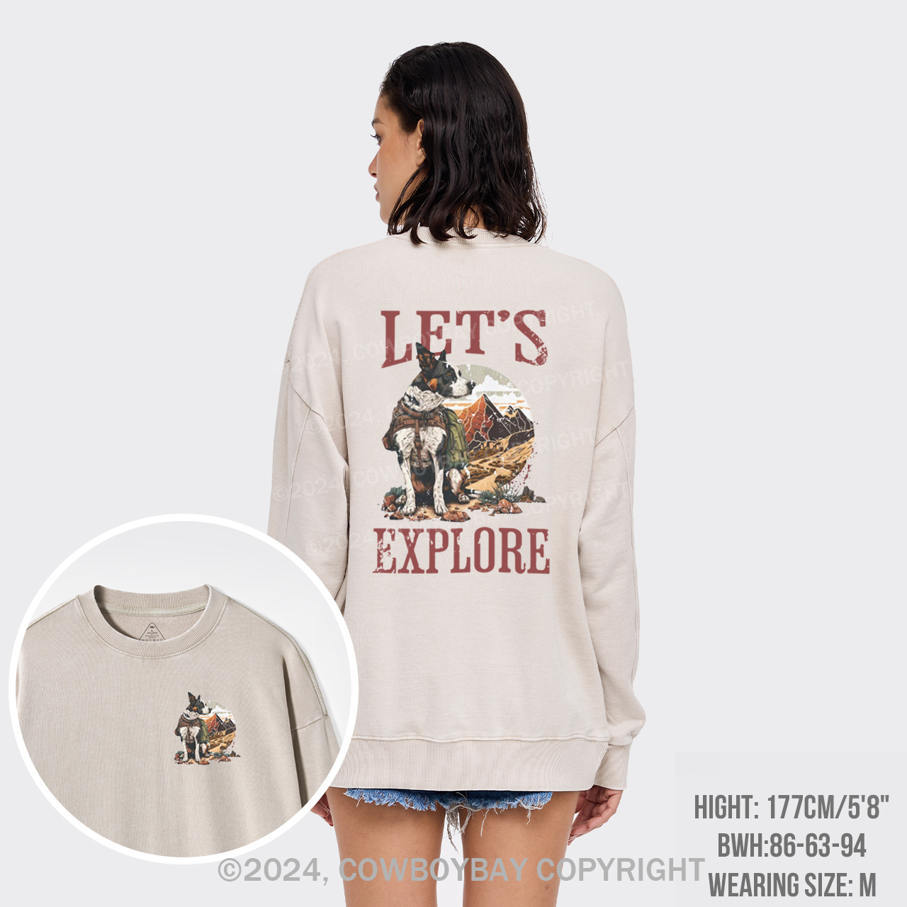 Cowboy Western Dog Washed Sweatshirts