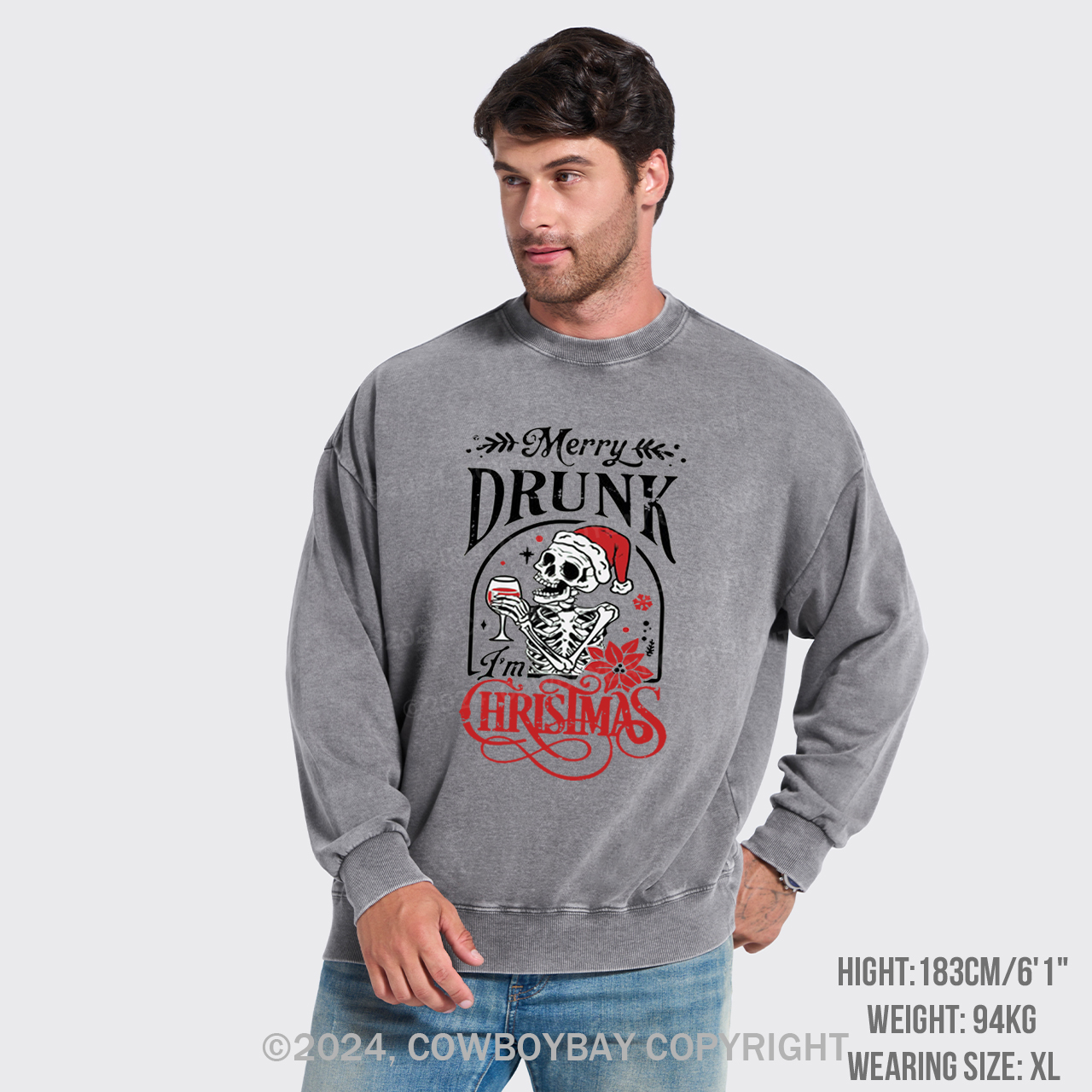 Christmas Skulls Washed Sweatshirts