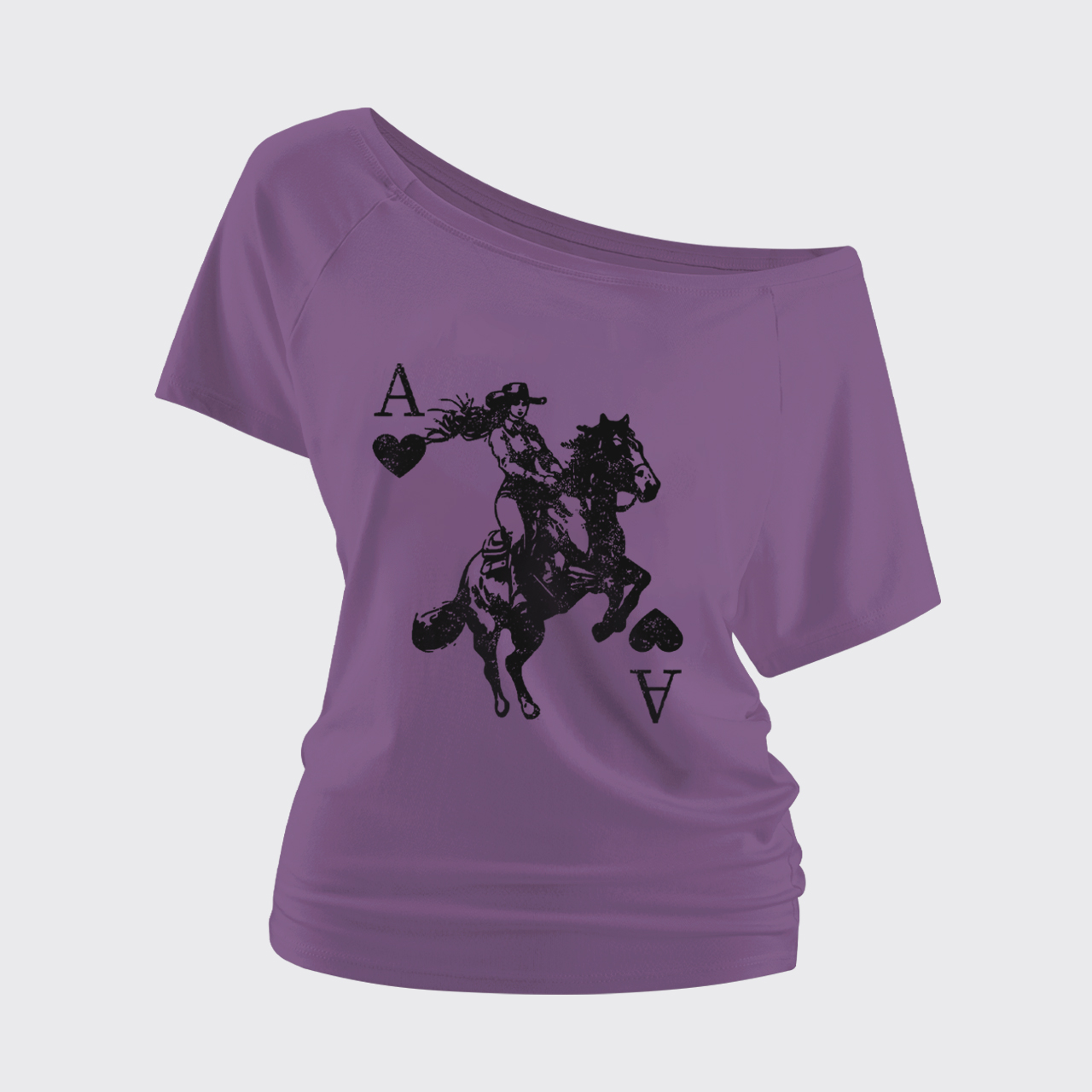 Heart Playing Card Cowgirl Off Shoulder Top