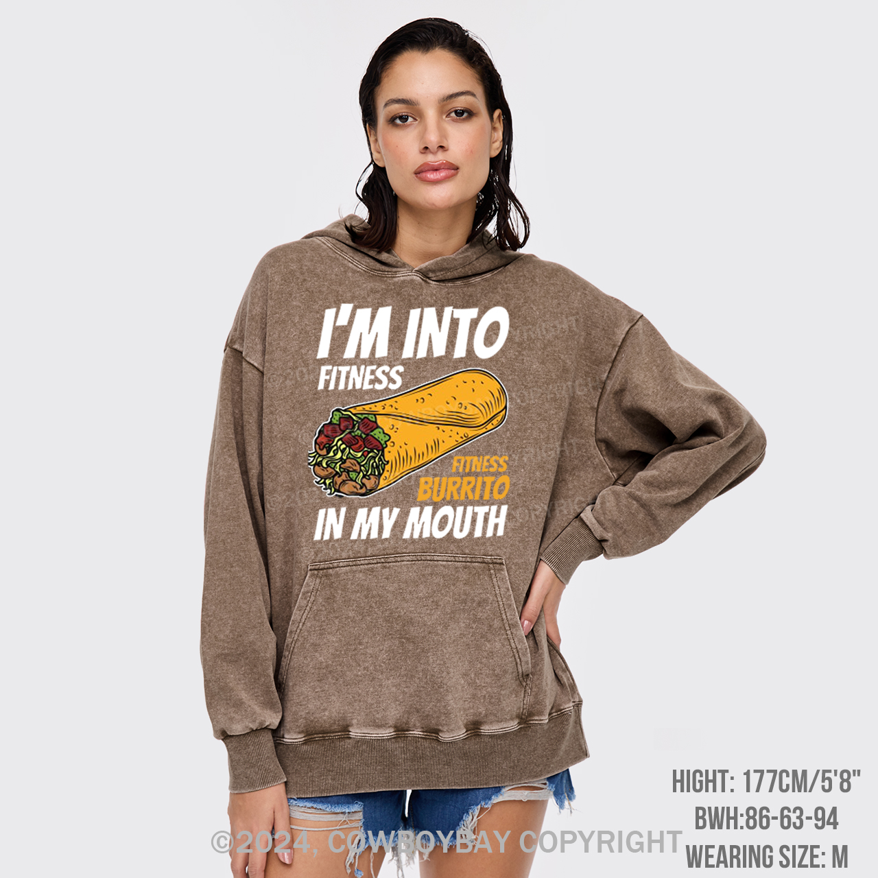 I'm Into Fitness Fitness Burrito In My Mouth Garment-Dye Hoodies