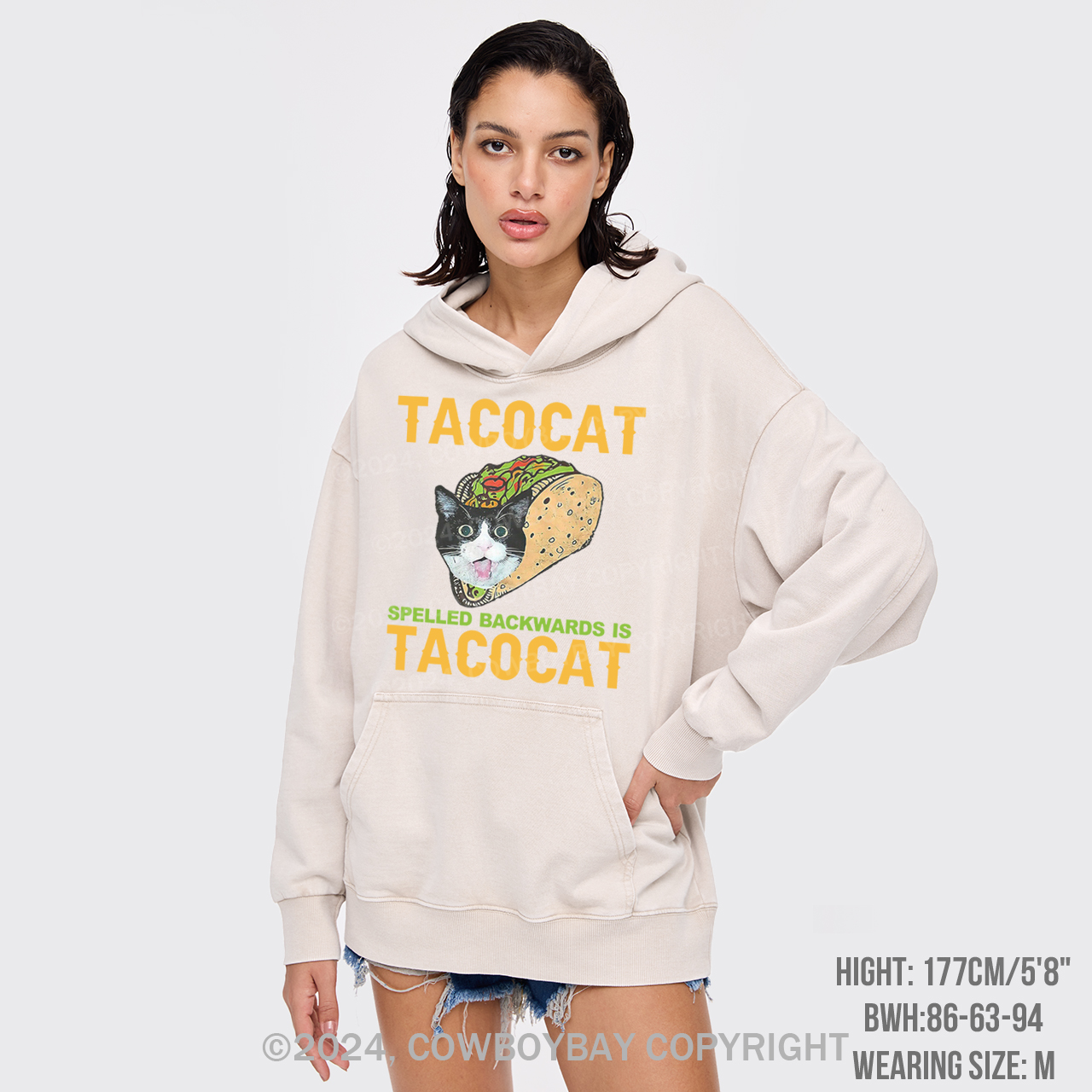 Tacocat Spelled Backwards Is Tacocat Garment-Dye Hoodies