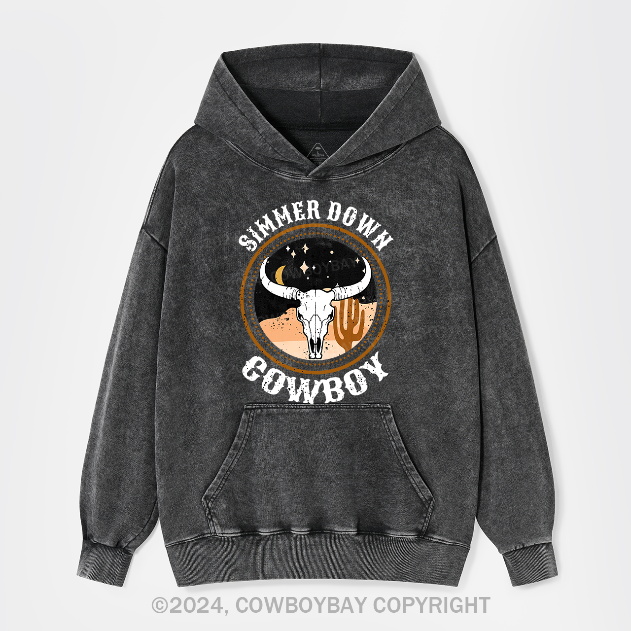 Simmer Down Western Cowboy Garment-Dye Hoodies