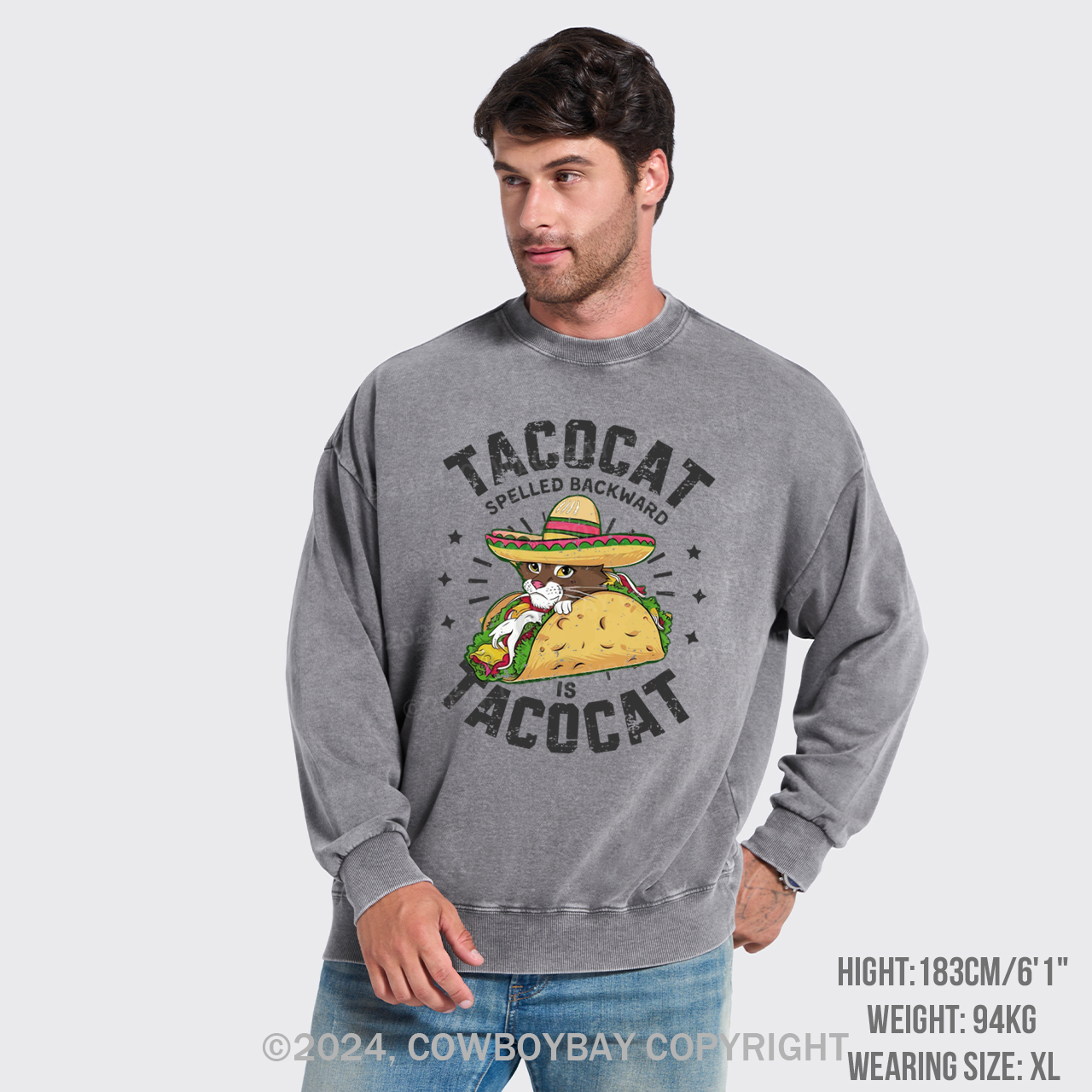 Tacocat Spelled Backward Is Tacocat Washed Sweatshirts
