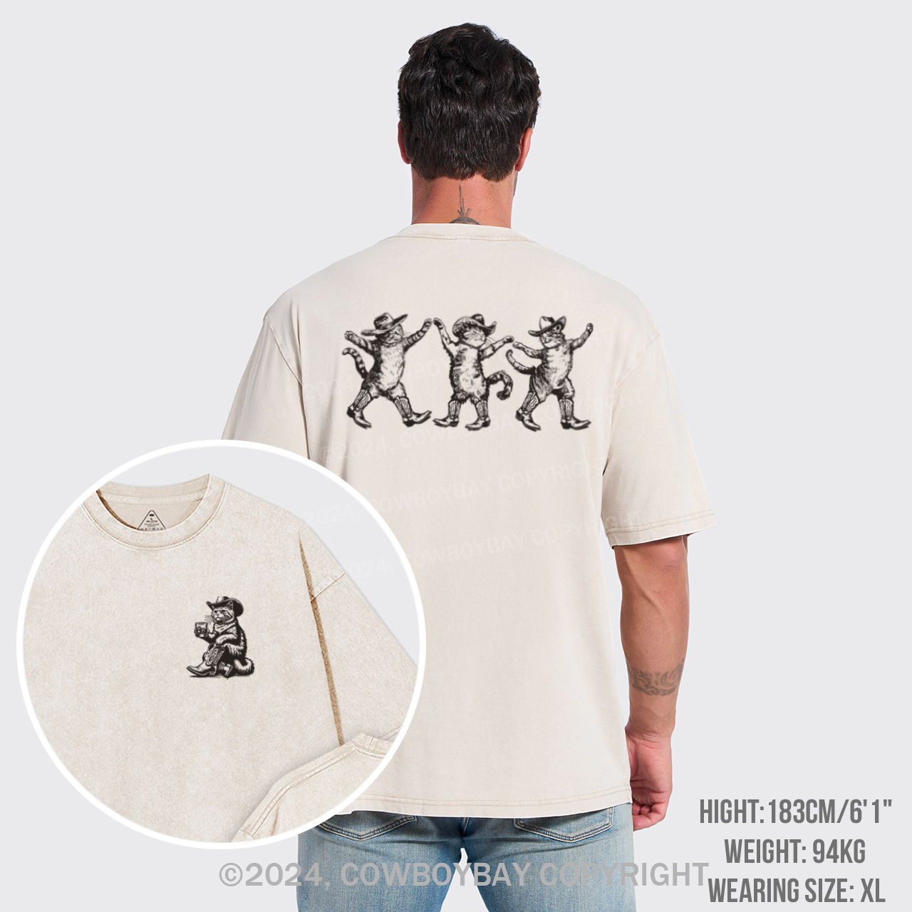 Bar Cowboy Cat Garment-dye Tees