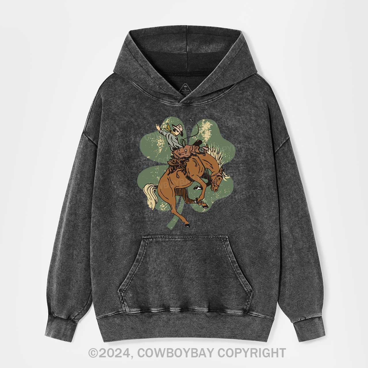 Lucky Bronc Horse Garment-Dye Hoodies