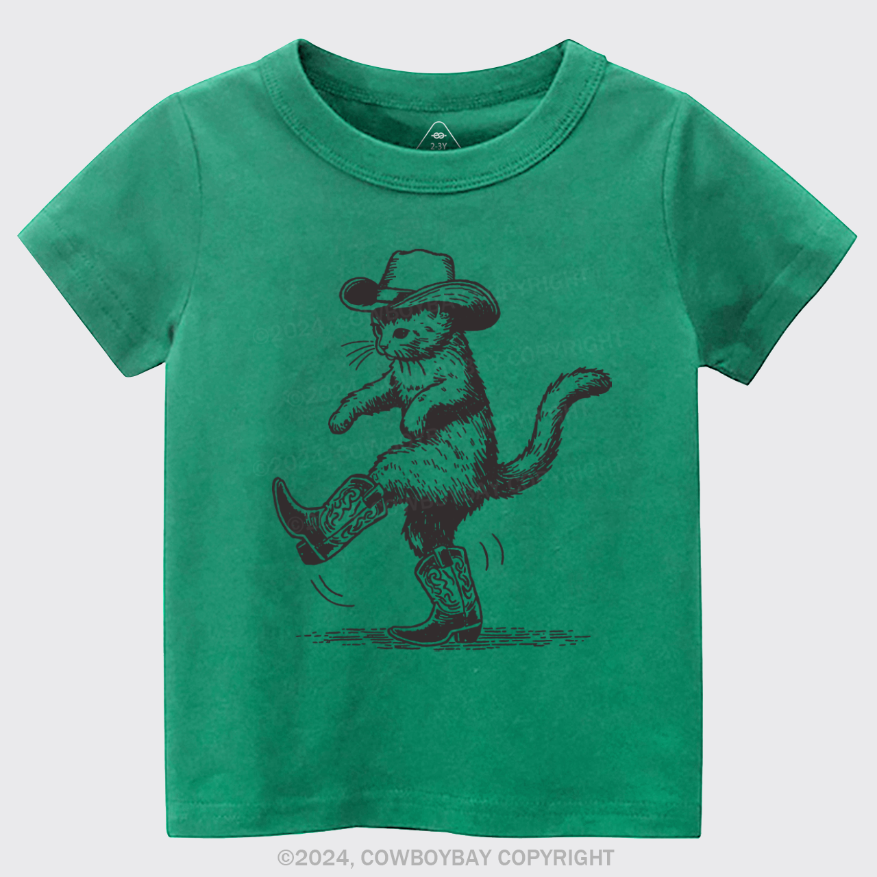 Cowboy Cat Looking for Fish Kids T-shirt