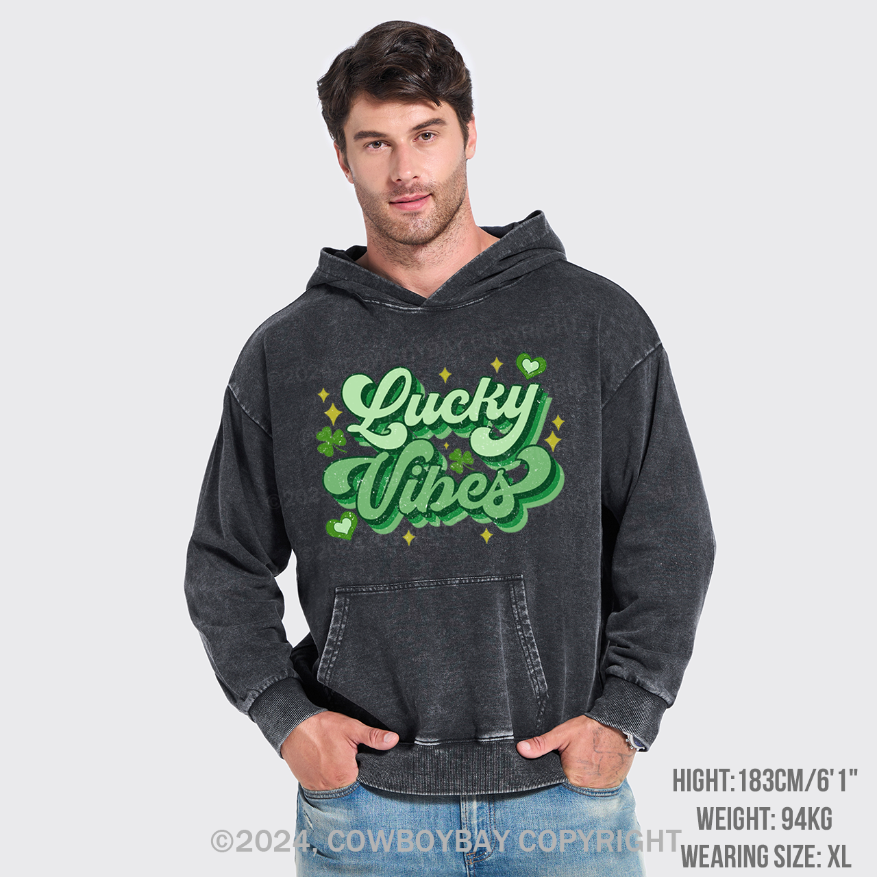 Retro St Patricks Day Garment-Dye Hoodies