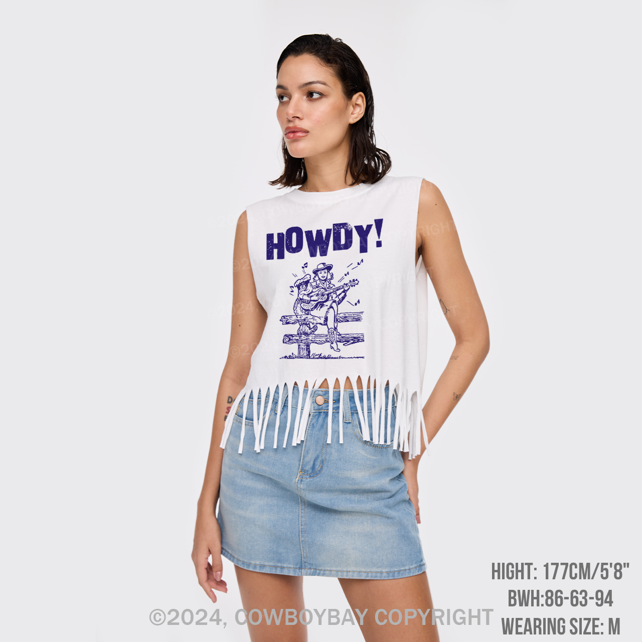 Howdy Cowgirls Love Country Music Fringe Tank