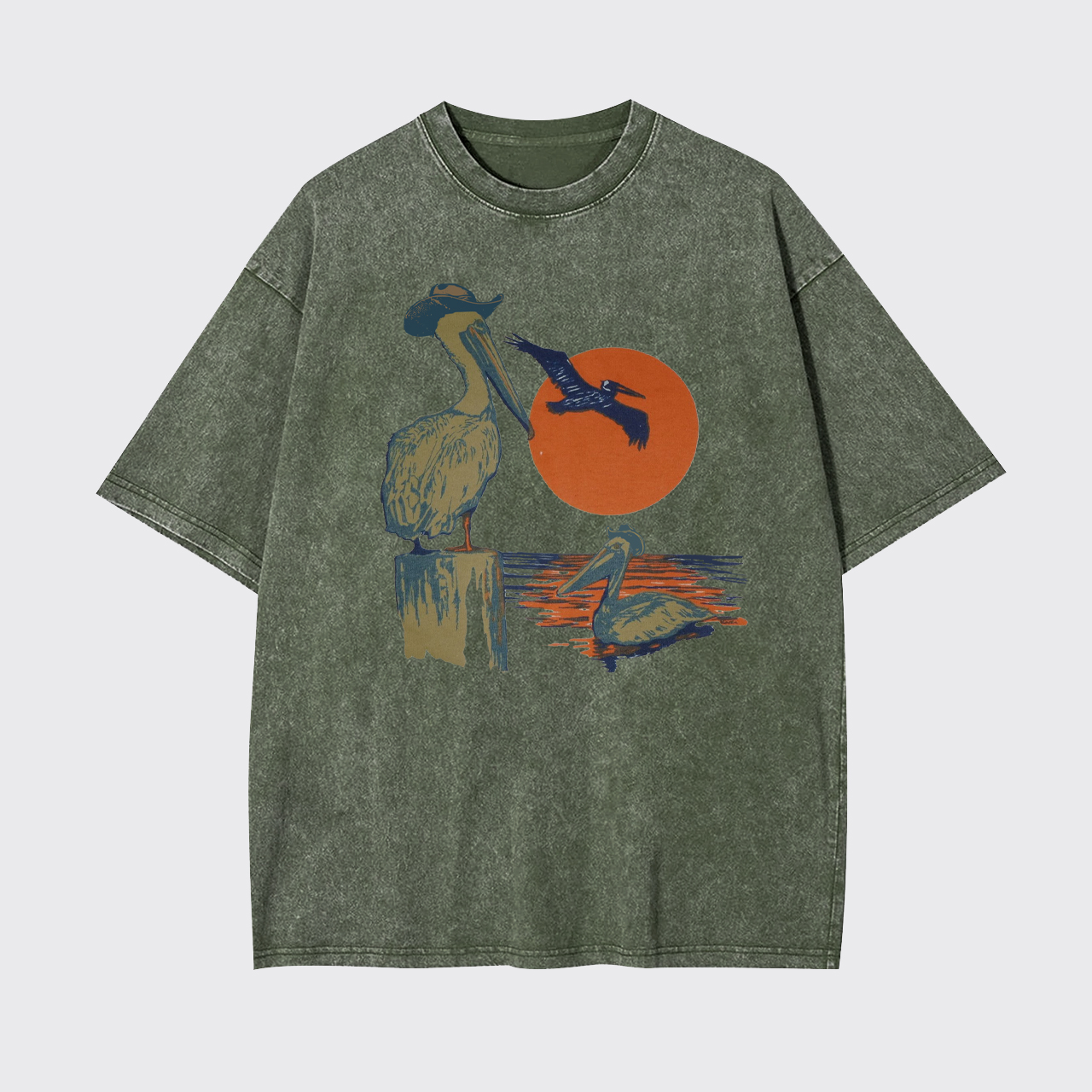 Western Sunset Cowboy Pelican Garment-dye Tees
