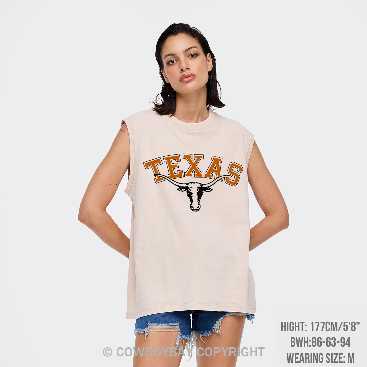 Texas Cow Bull Washed Tanks