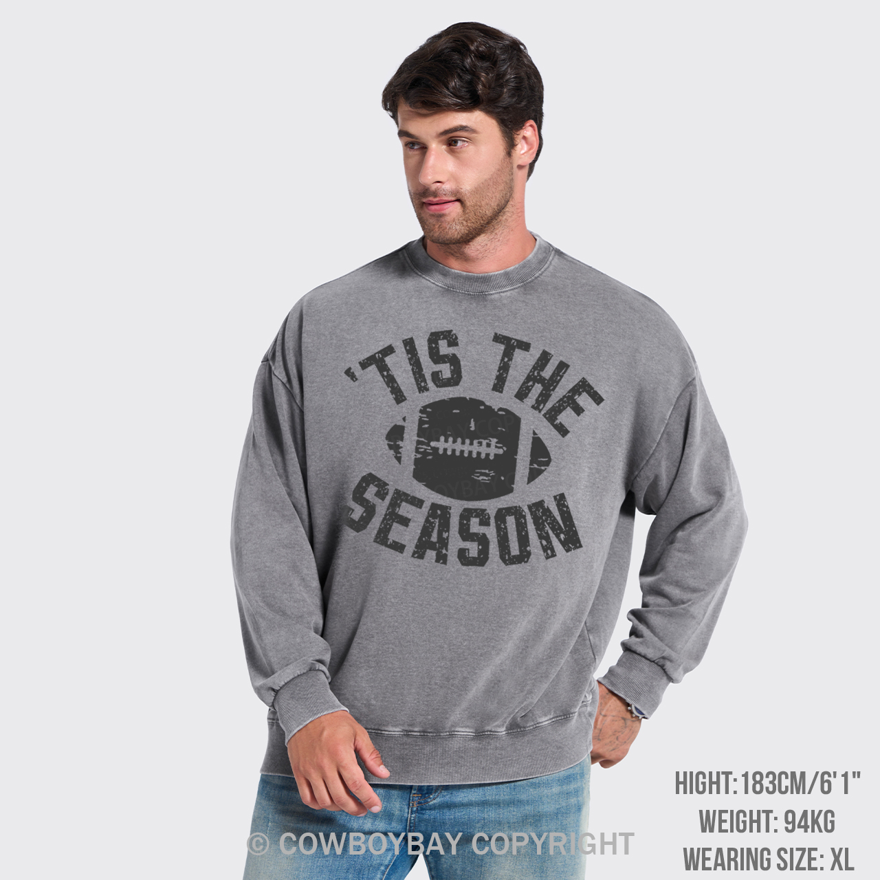 Tis The Season Football Washed Sweatshirts