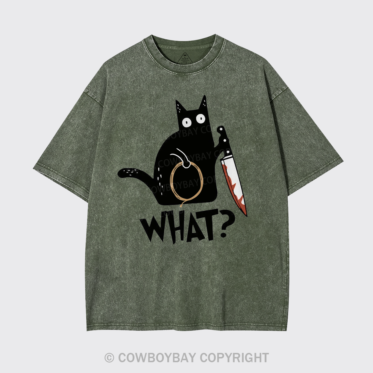 Murderous Black Cat With Knife Garment-dye Tees