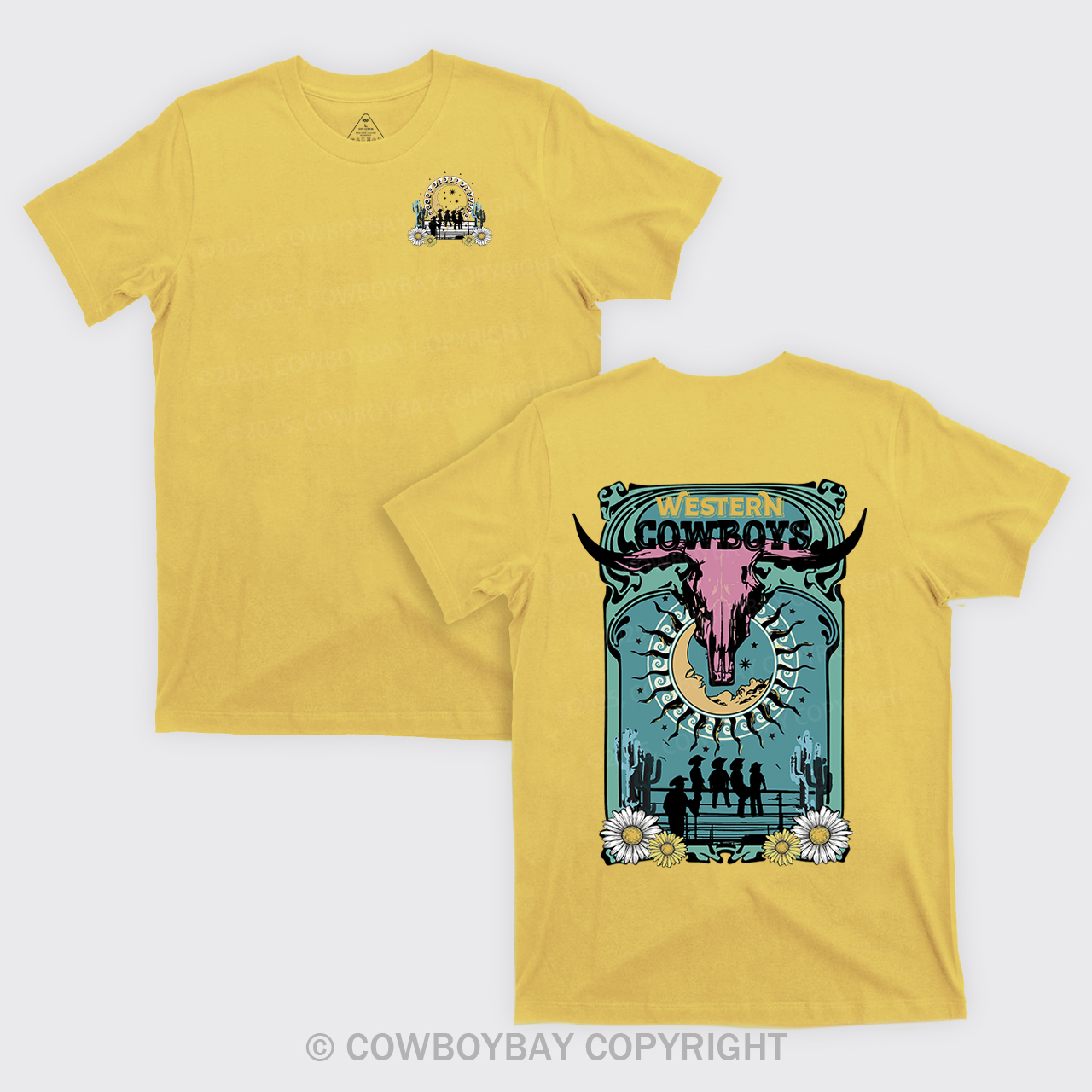 Western Cow Skull Retro Cowboy T-Shirts