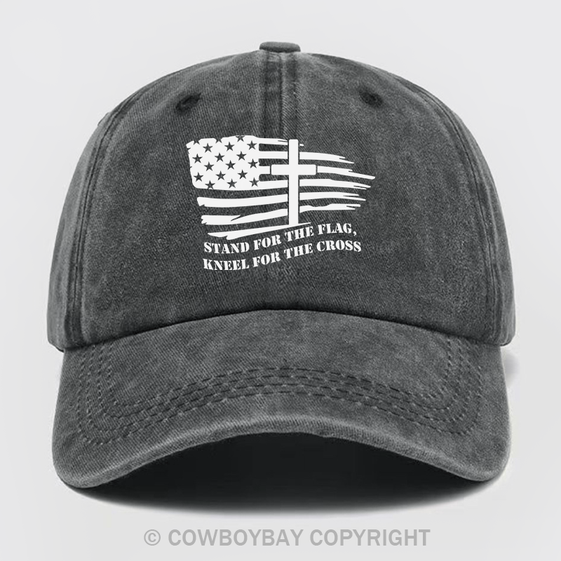 American Flag With Cross Wash Hat