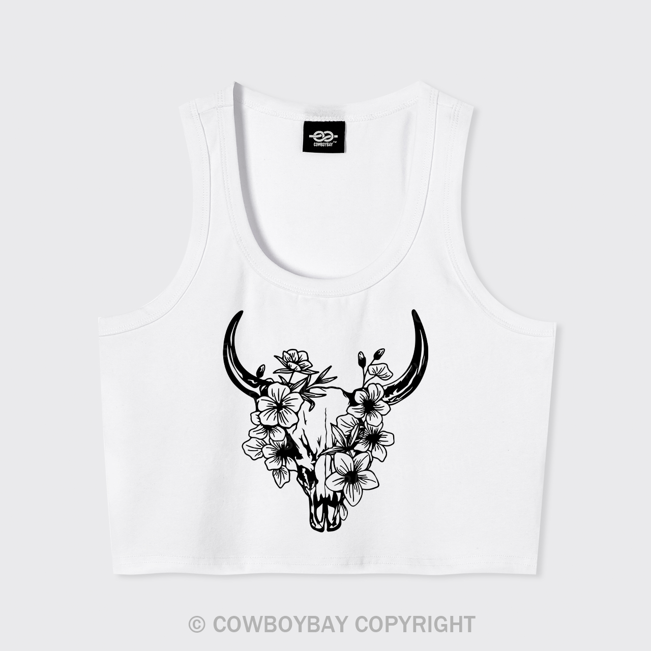 Floral Cow Skull Country Tank Top
