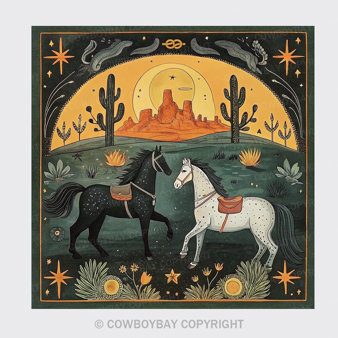 The Meeting Of Two Horses Cotton Bandana