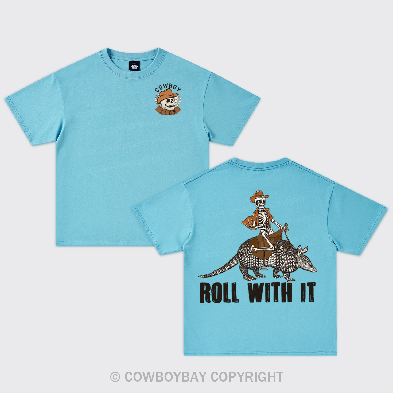 Cowboy Skeleton Rides Armadillo Oversize T-Shirts