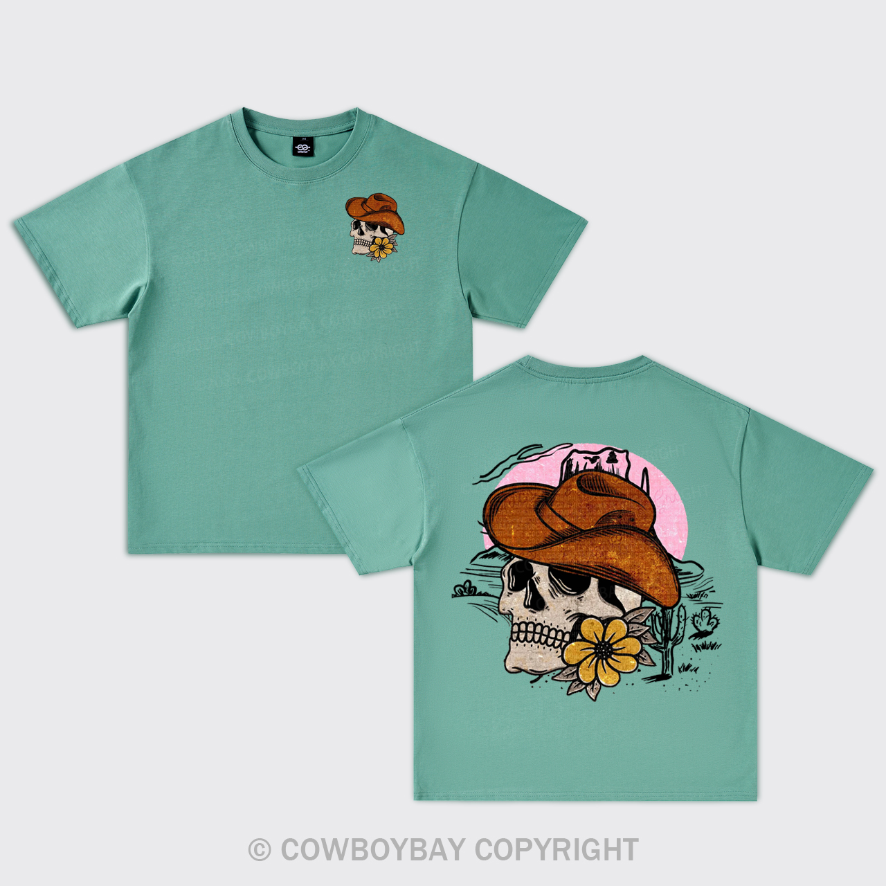 Desert Skeleton Western Oversize T-Shirts