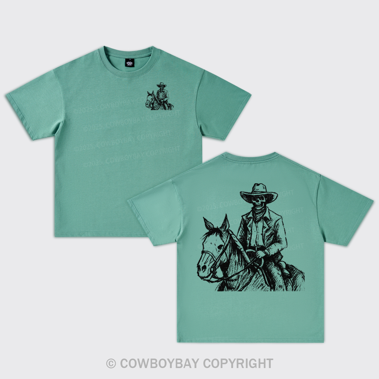 Skeleton Cowboy On Horseback Oversize T-Shirts