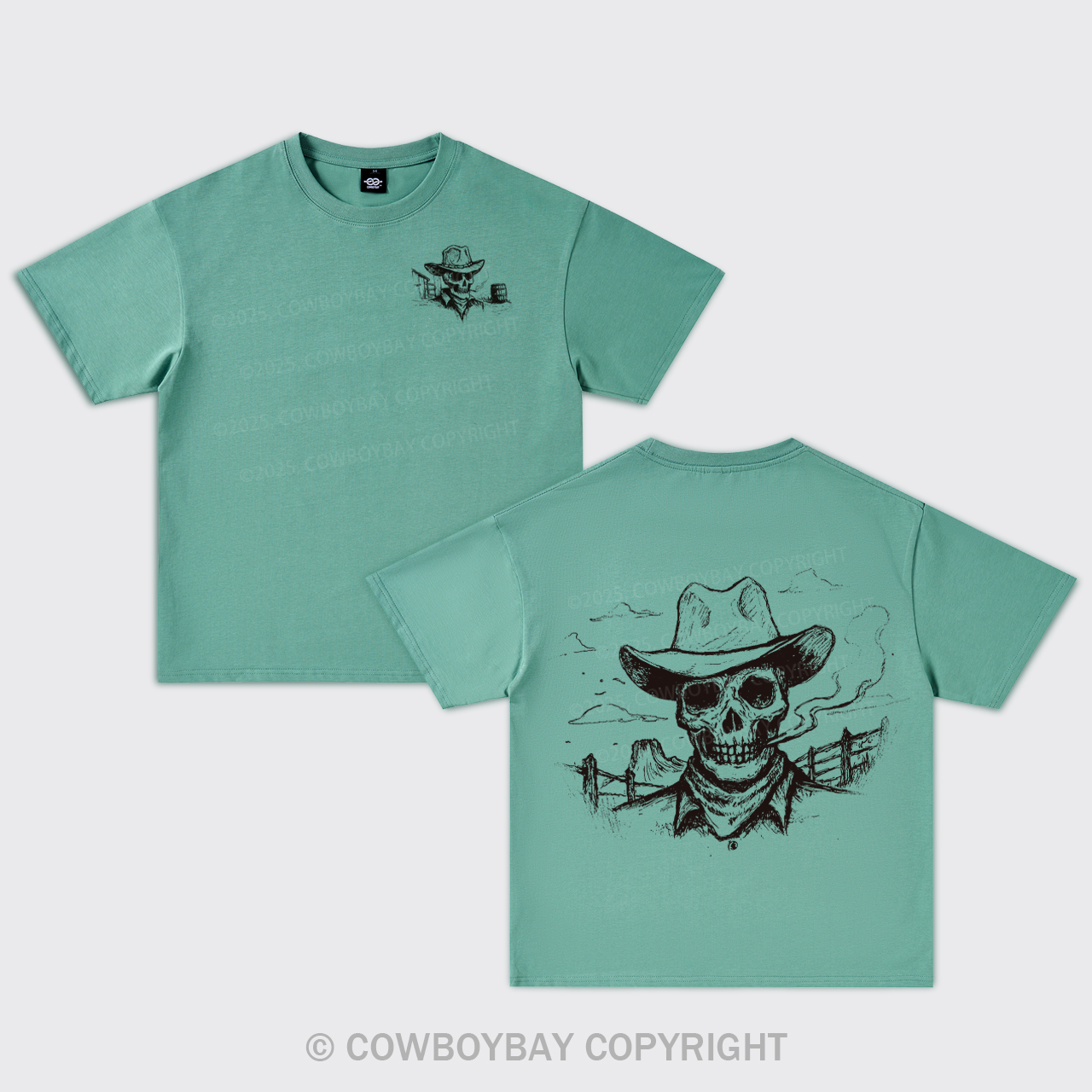 Skeleton Cowboy Smoking Oversize T-Shirts