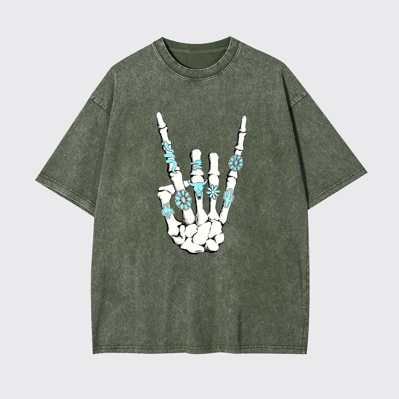 Western Rock On Skeleton Garment-dye Tees
