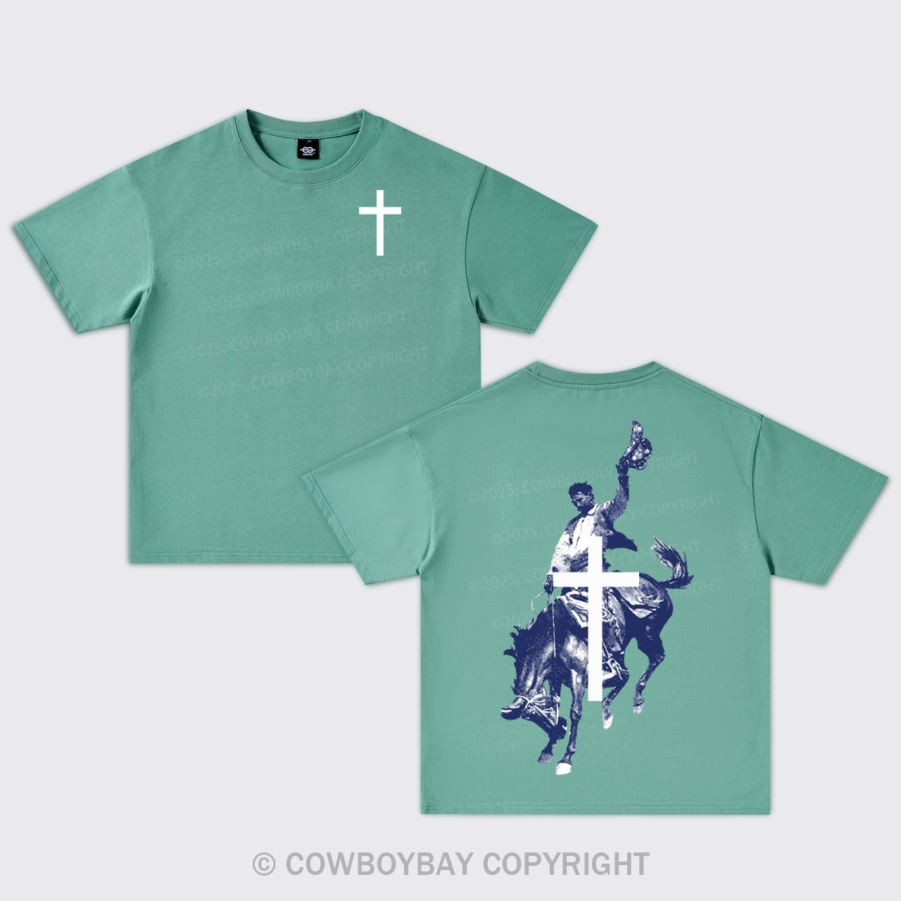 Cowboy Praying Horse Cross Oversize T-Shirts