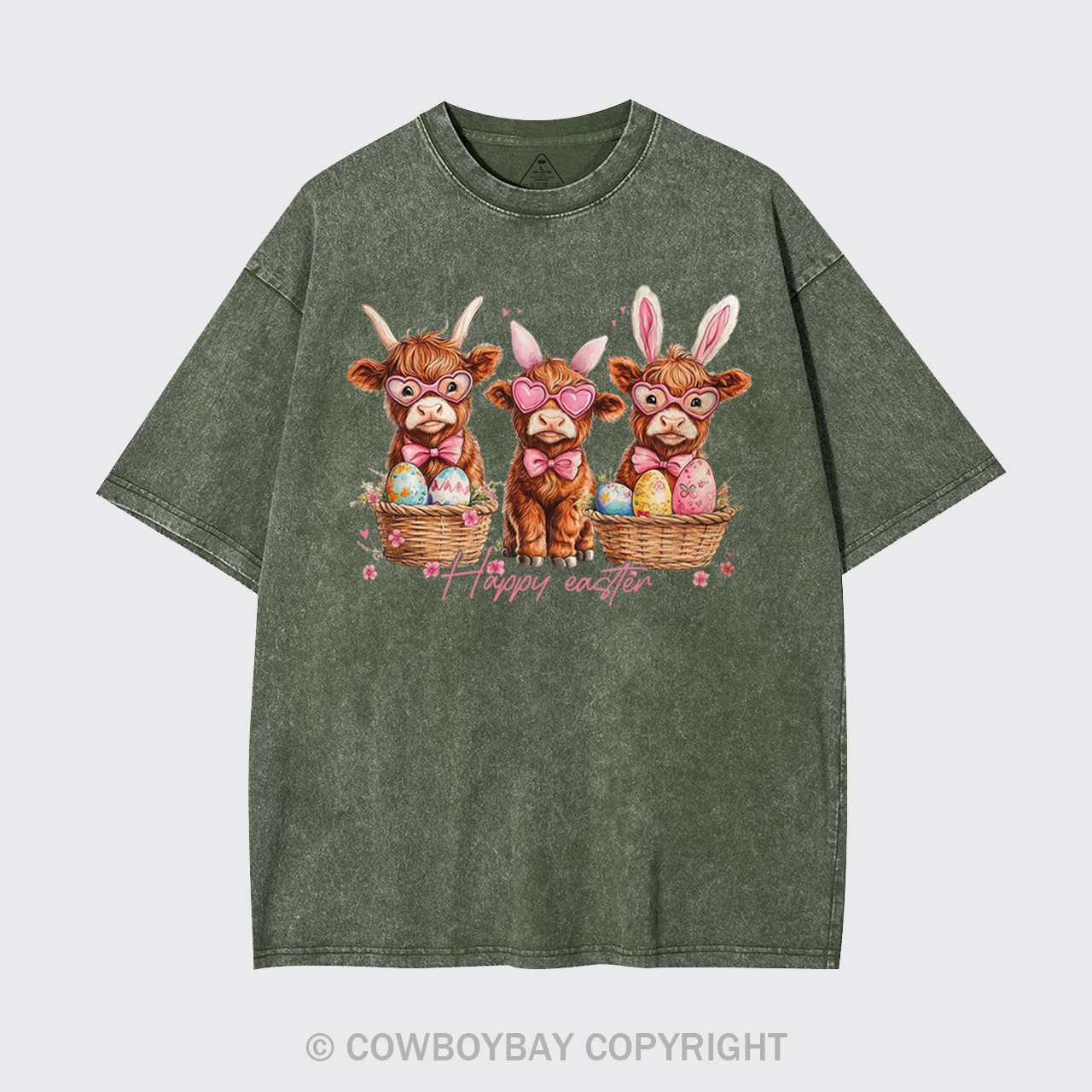 Easter Day Highland Cow Garment-dye Tees