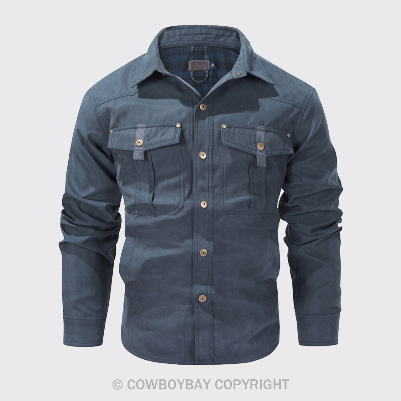 Western Solid Blue Color Outdoor Jacket