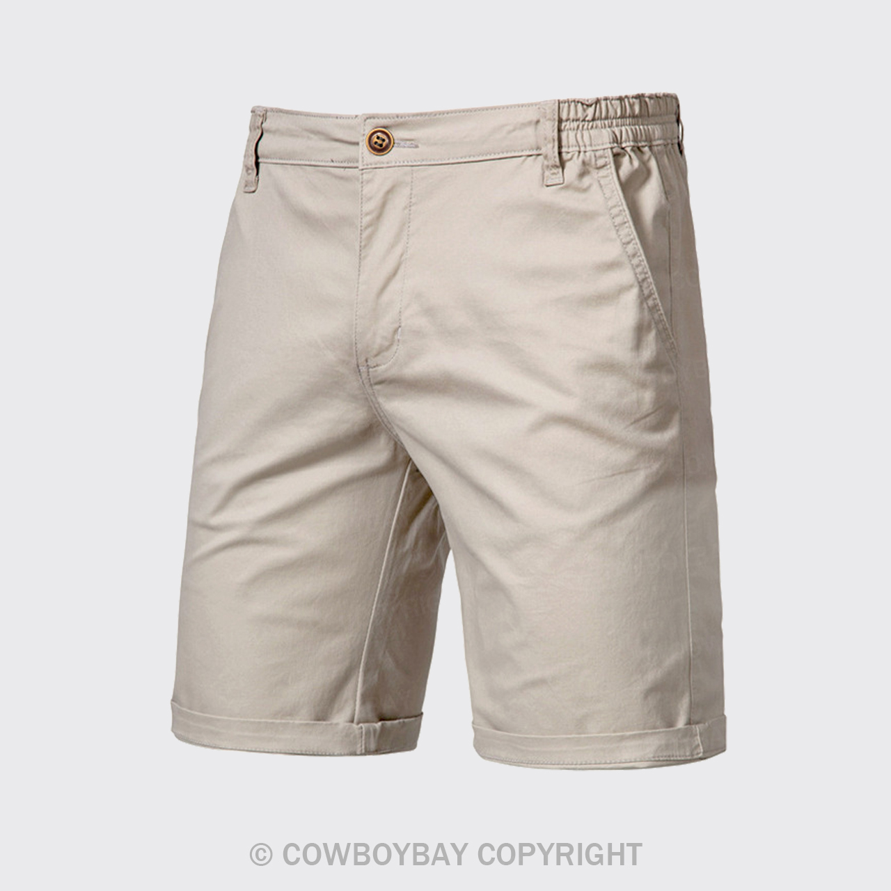 Khaki Men's Cotton Casual Shorts