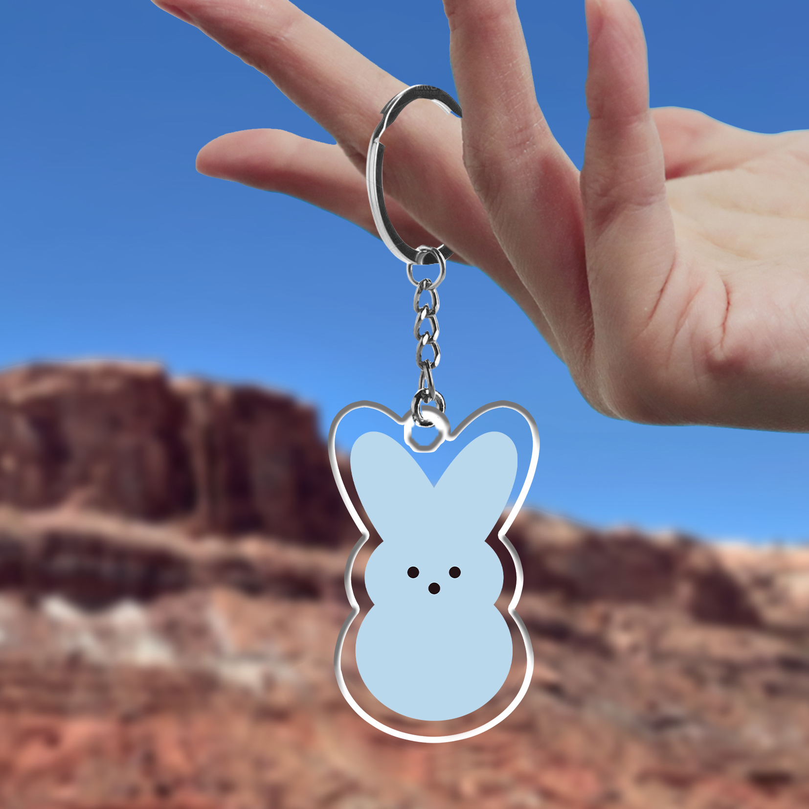Peep Bunny Keychain
