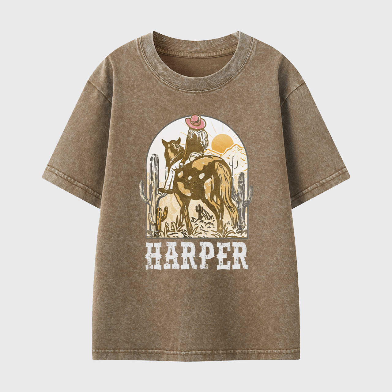 Personalized Pink Cowgirl Washed Toddler T-shirt