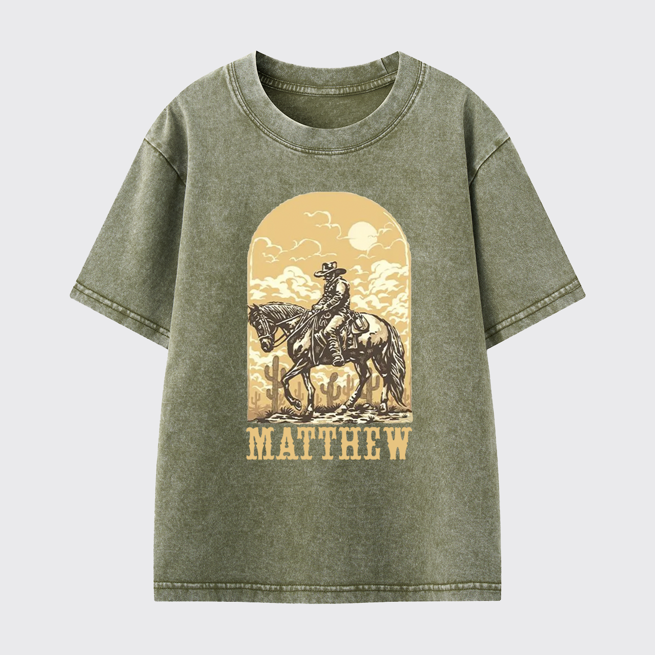 Personalized Cowboy Kids Washed Toddler T-shirt