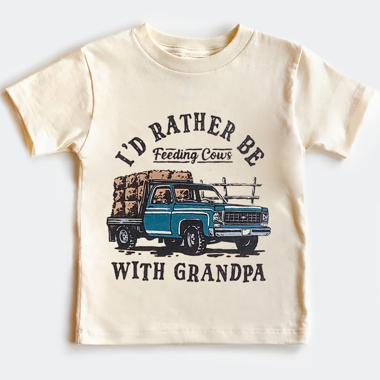 I'd Rather Be Feeding Cows With Grandpa Kids T-shirt