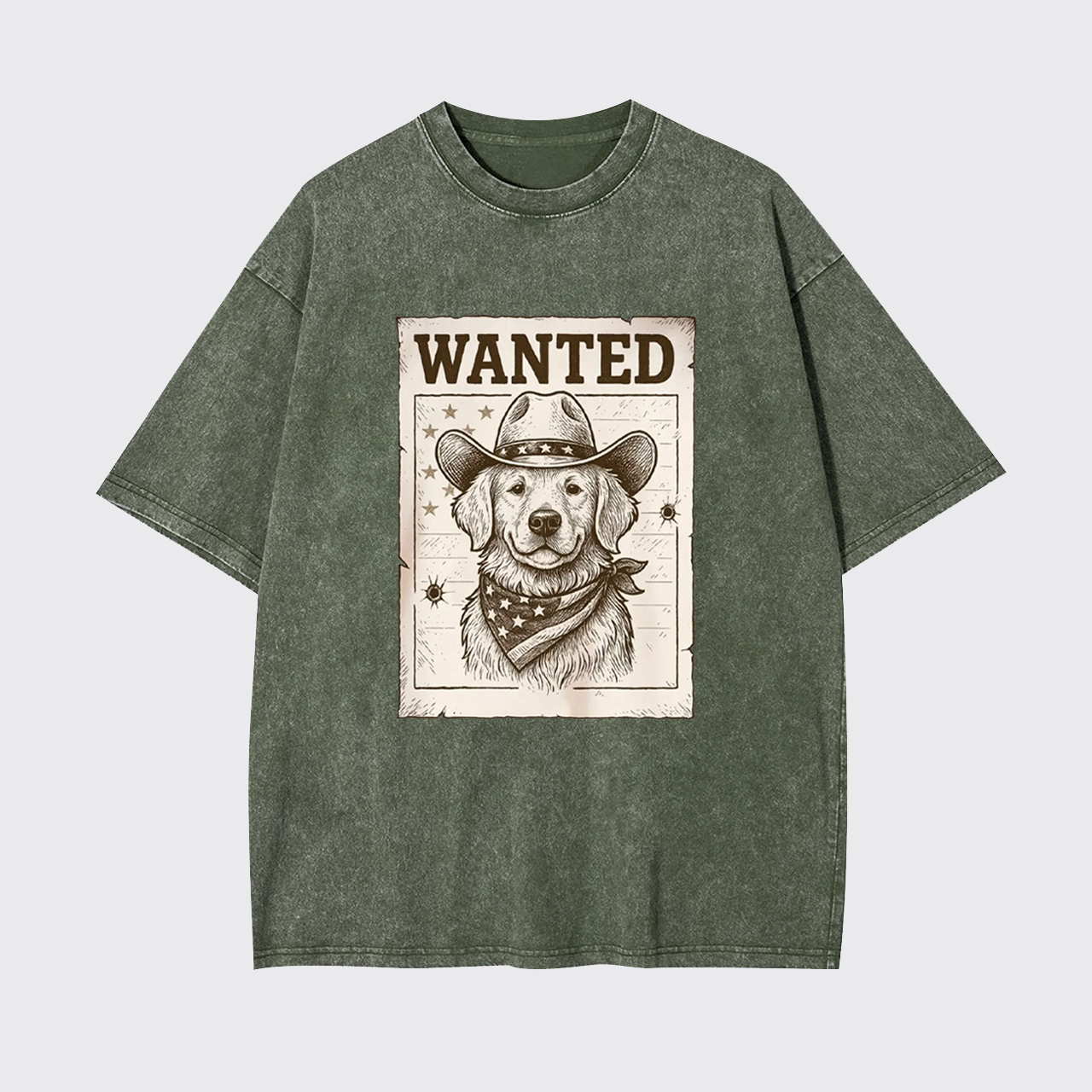 Wanted Poster Cowboy Dog Garment-dye Tees